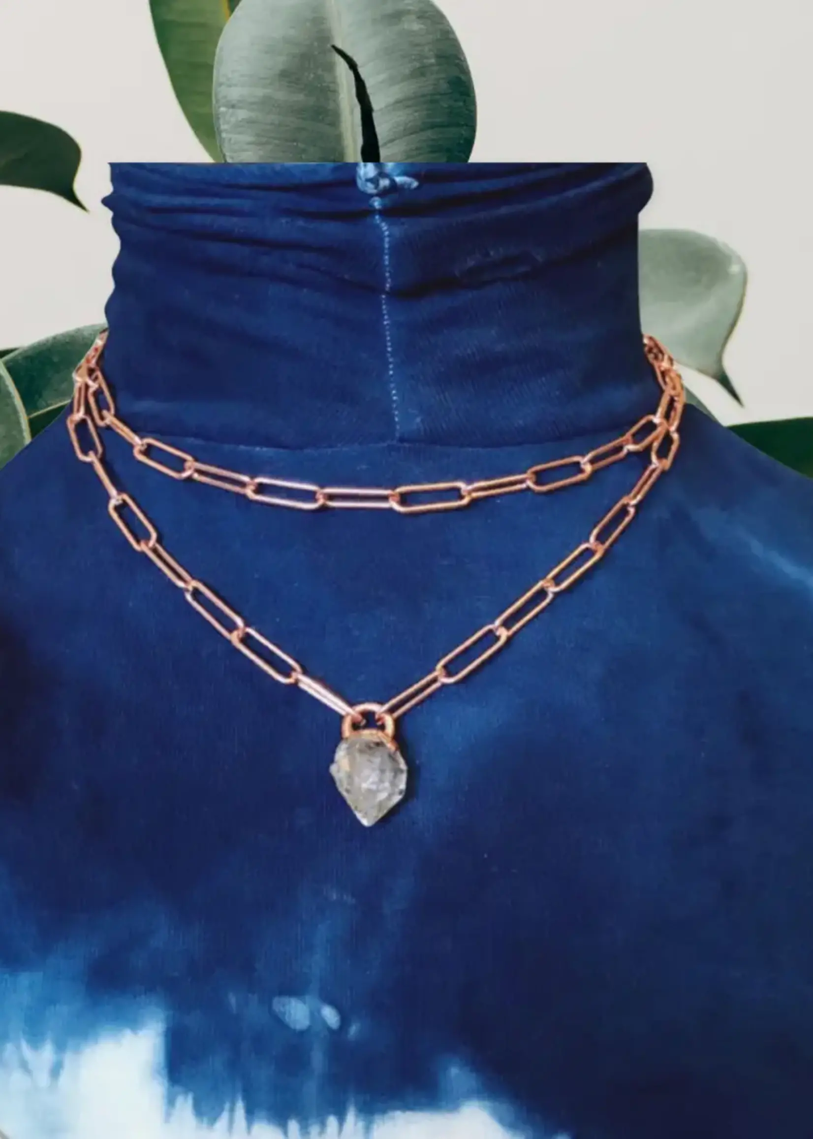 Aerow Herkimer Diamond Paperclip Chain Necklace