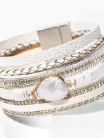 SAACHI Santorini Pearl Leather Wrap Bracelet