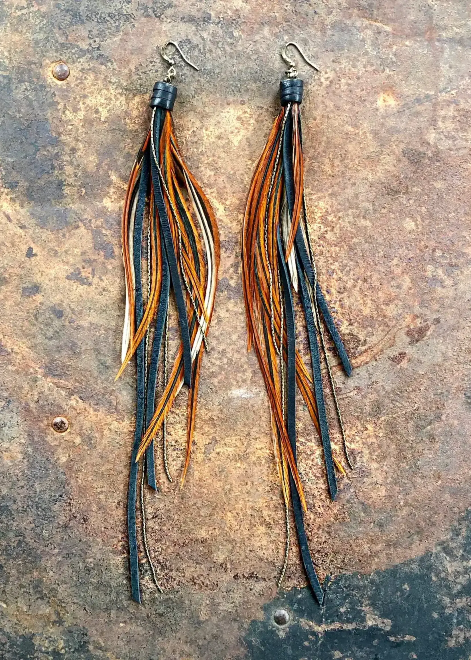 ASTALI Pirate Feather Earrings Fawn and Black