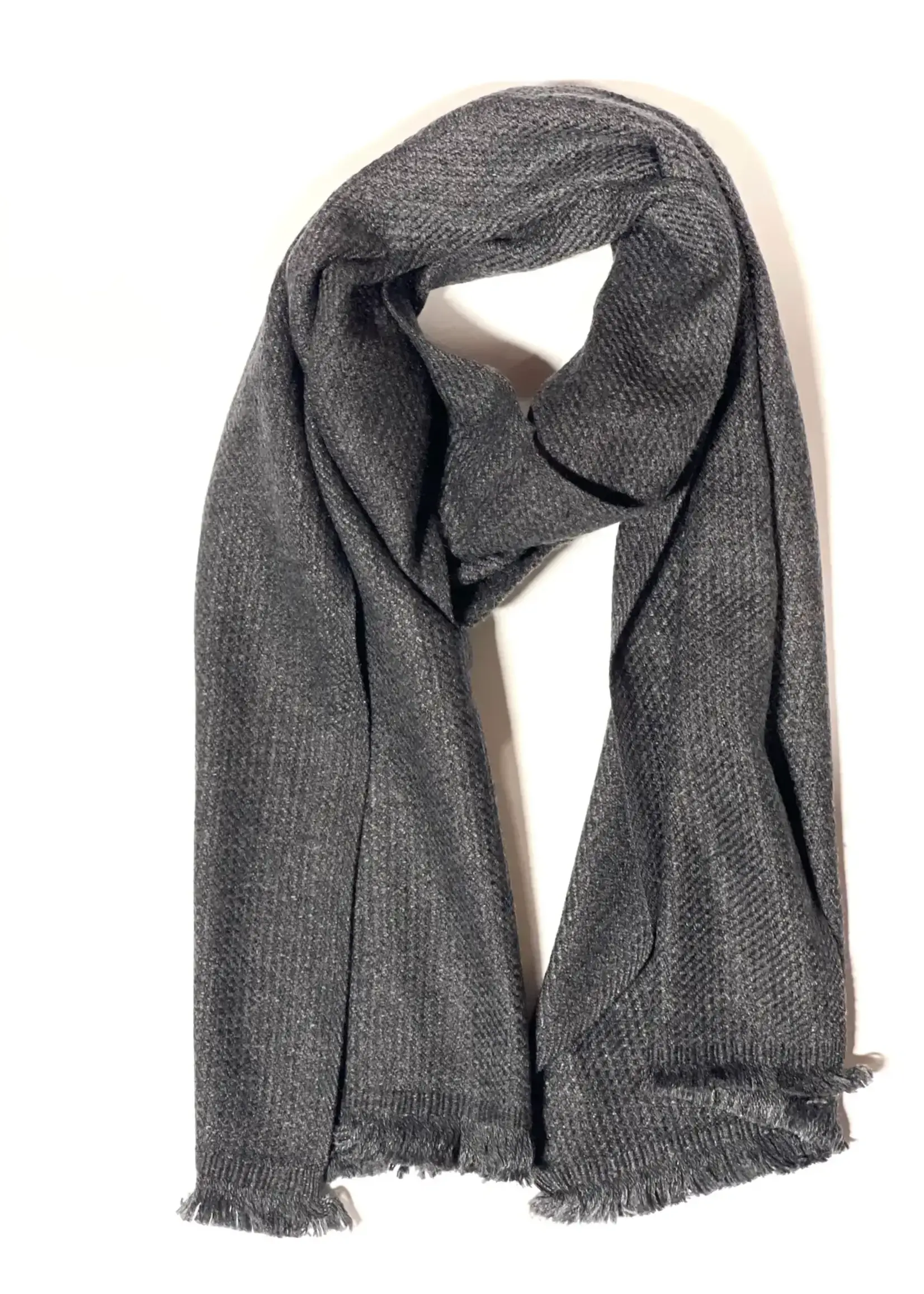Dolma Crepes Twill Cashmere Scarf Charcoal