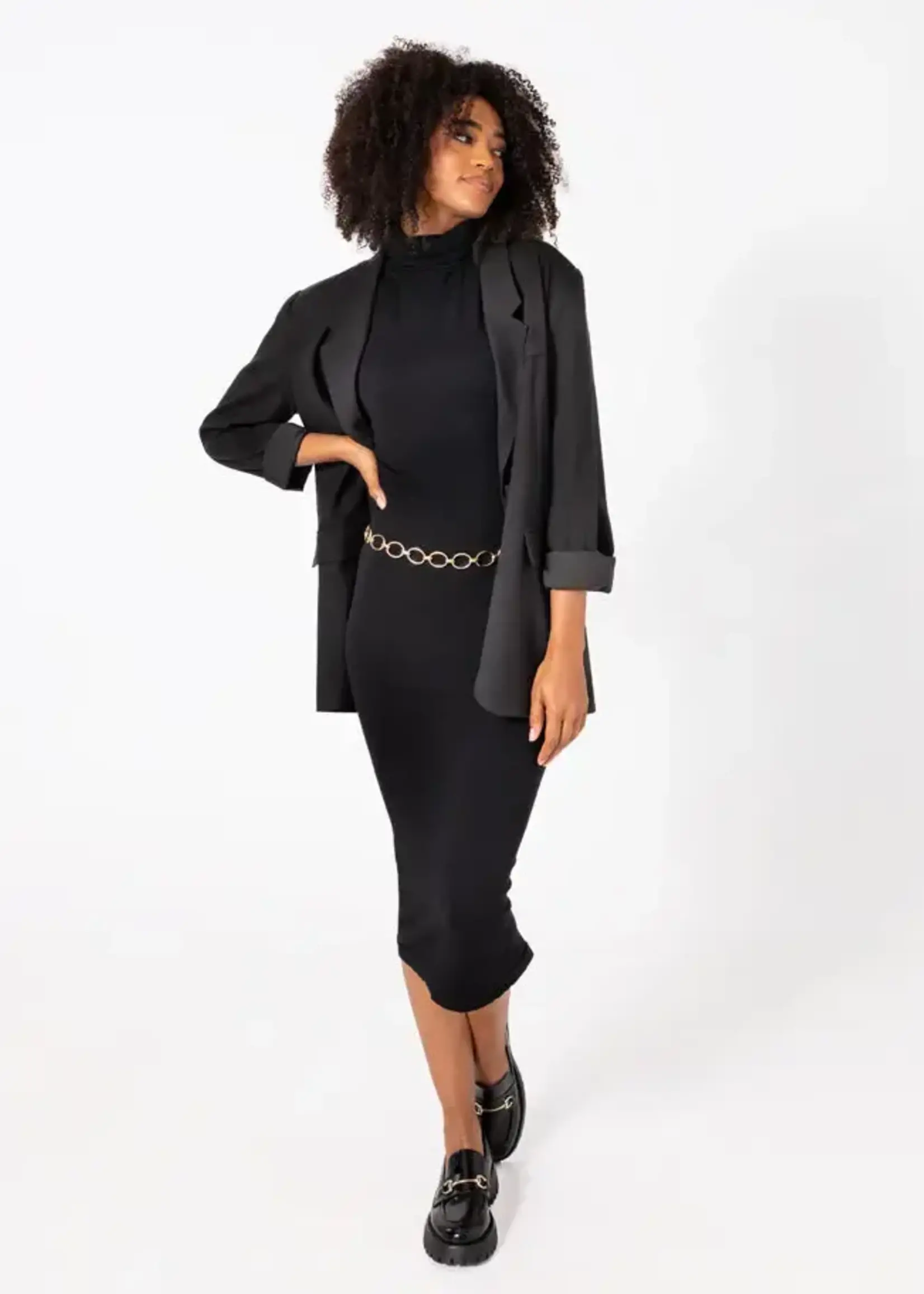 C'est Moi Bamboo Fleece Sleeveless Turtleneck Dress