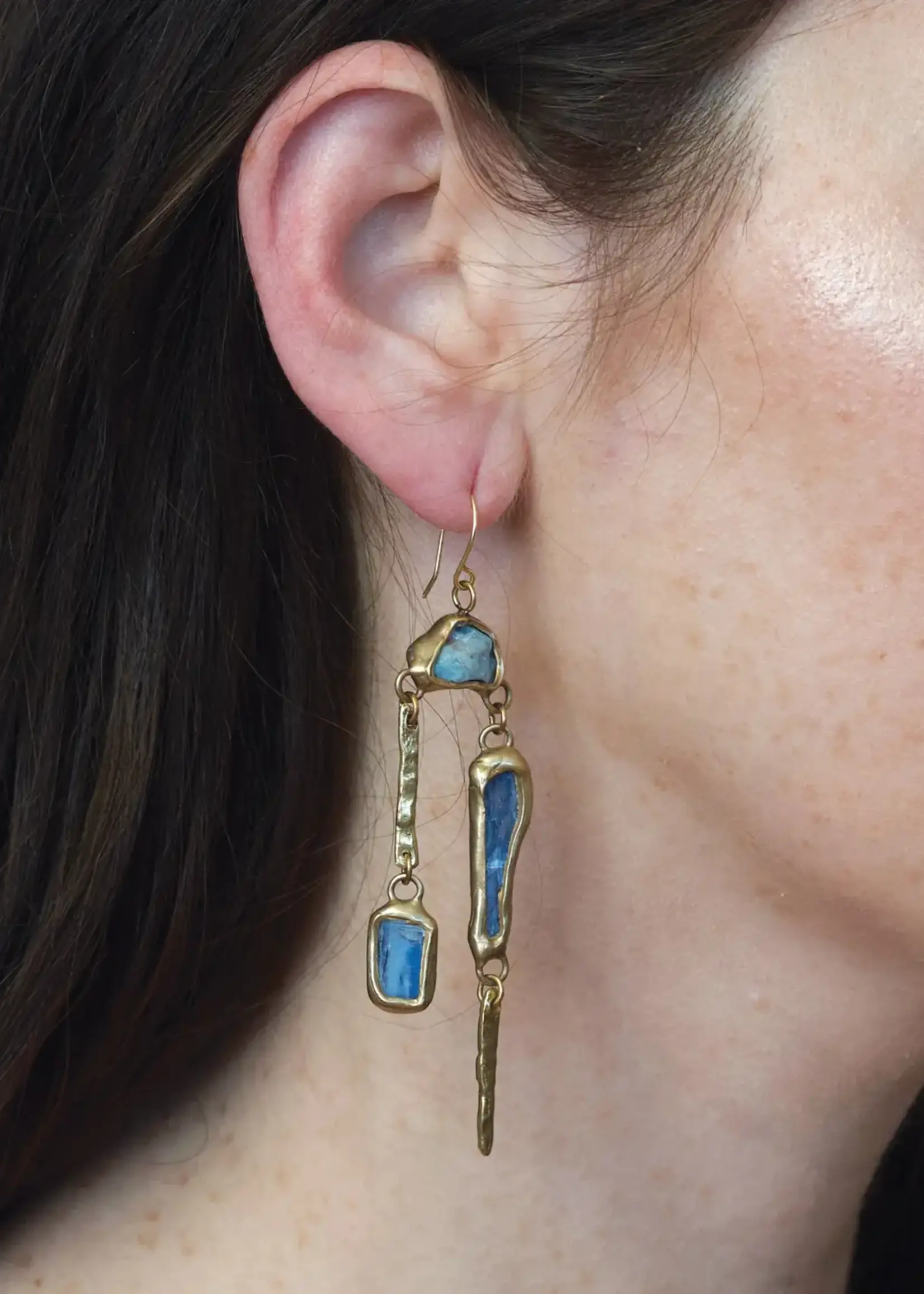 Emilie Shapiro Whitewater Earrings~Blue Kyanite & Aquamarine