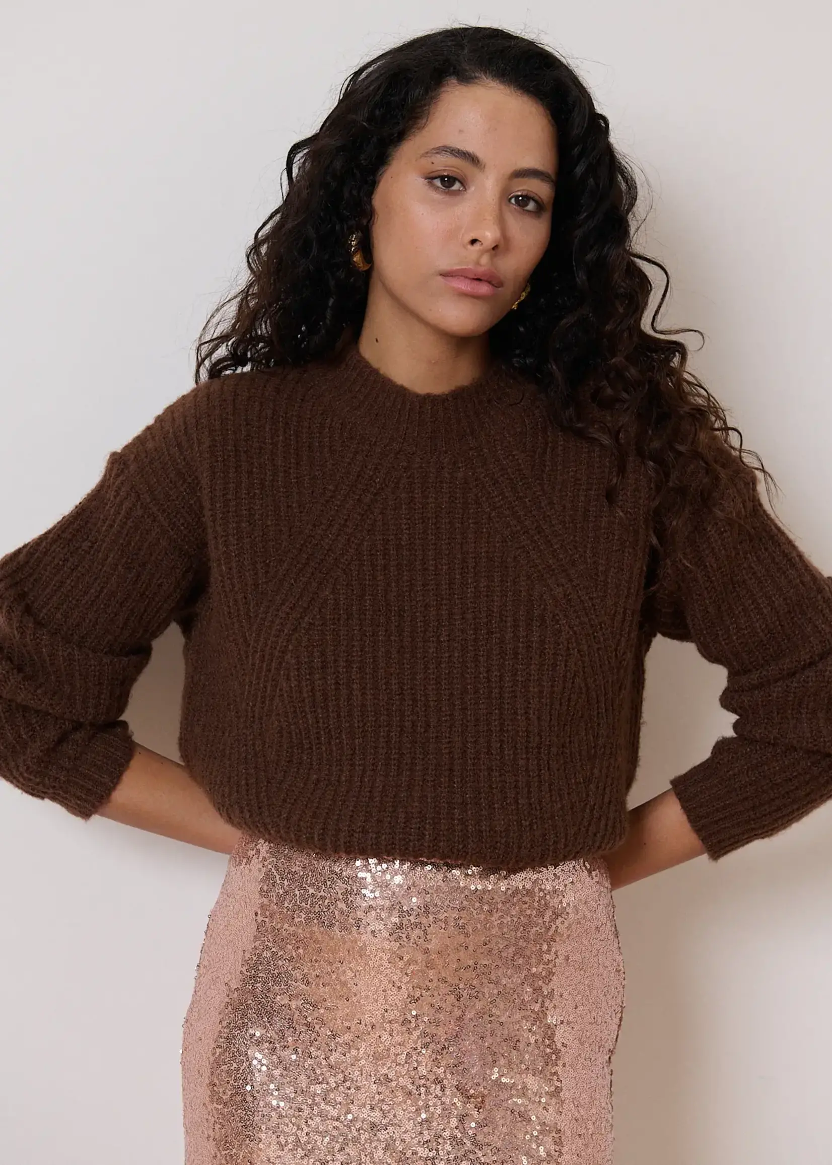 Garance Paris Kira Chunky Knit Sweater Chocolate