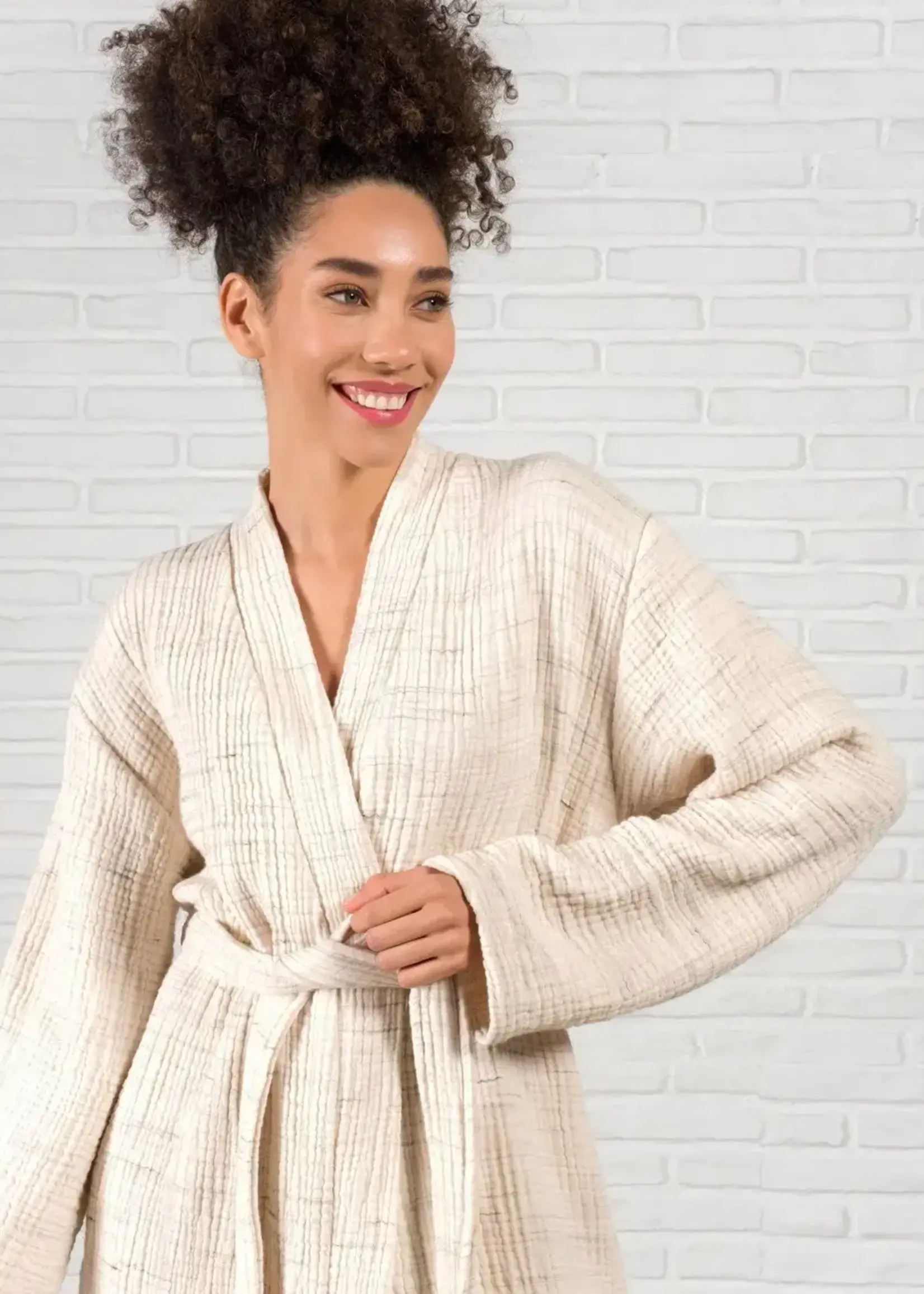 Heart Earth Craft Barine Haze Robe Ecru