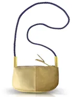 Wildwood Oyster Co. Zip Crossbody in Sand Leather w/New England Navy Rope