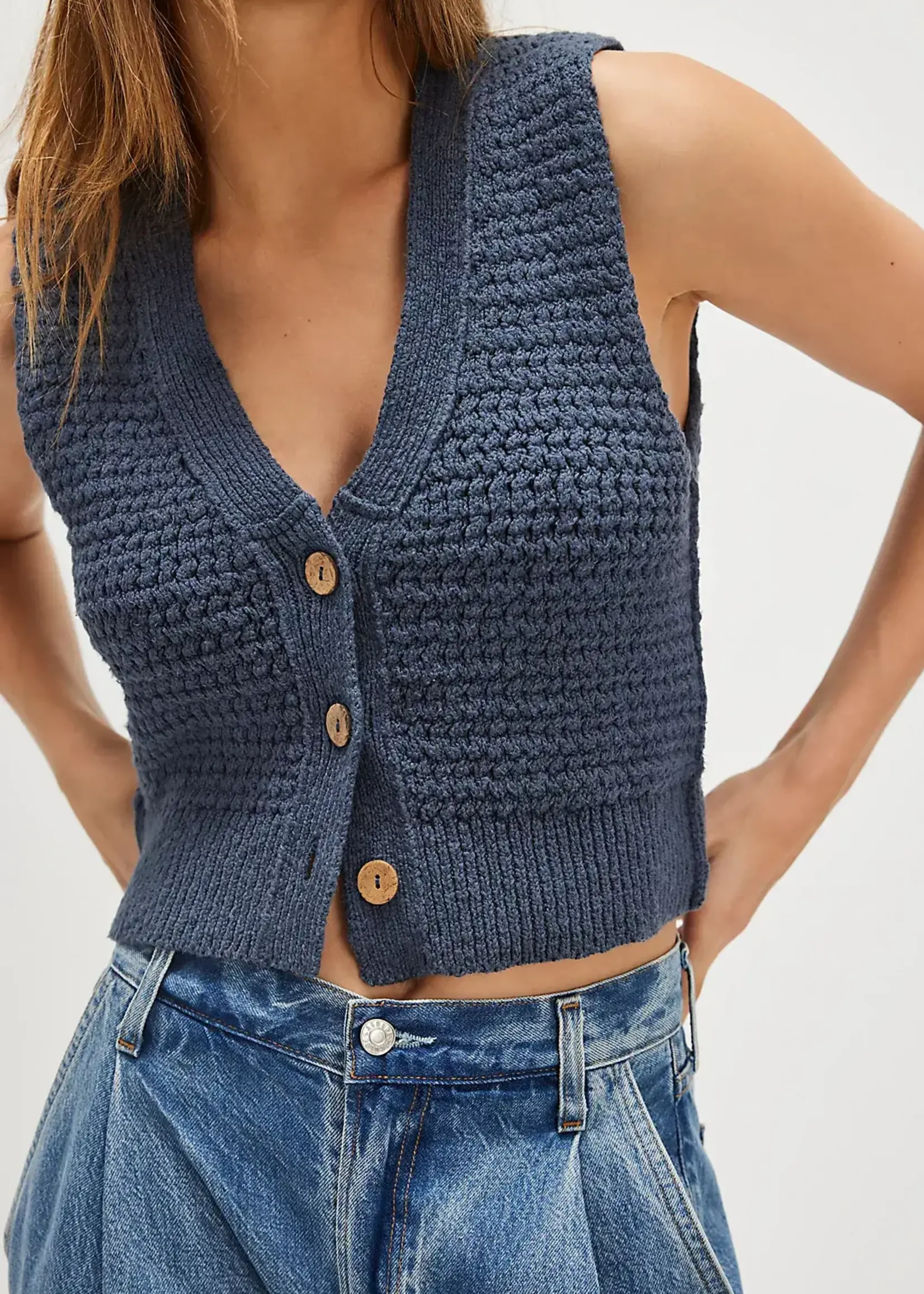 Free People Ava Vest Vintage Indigo
