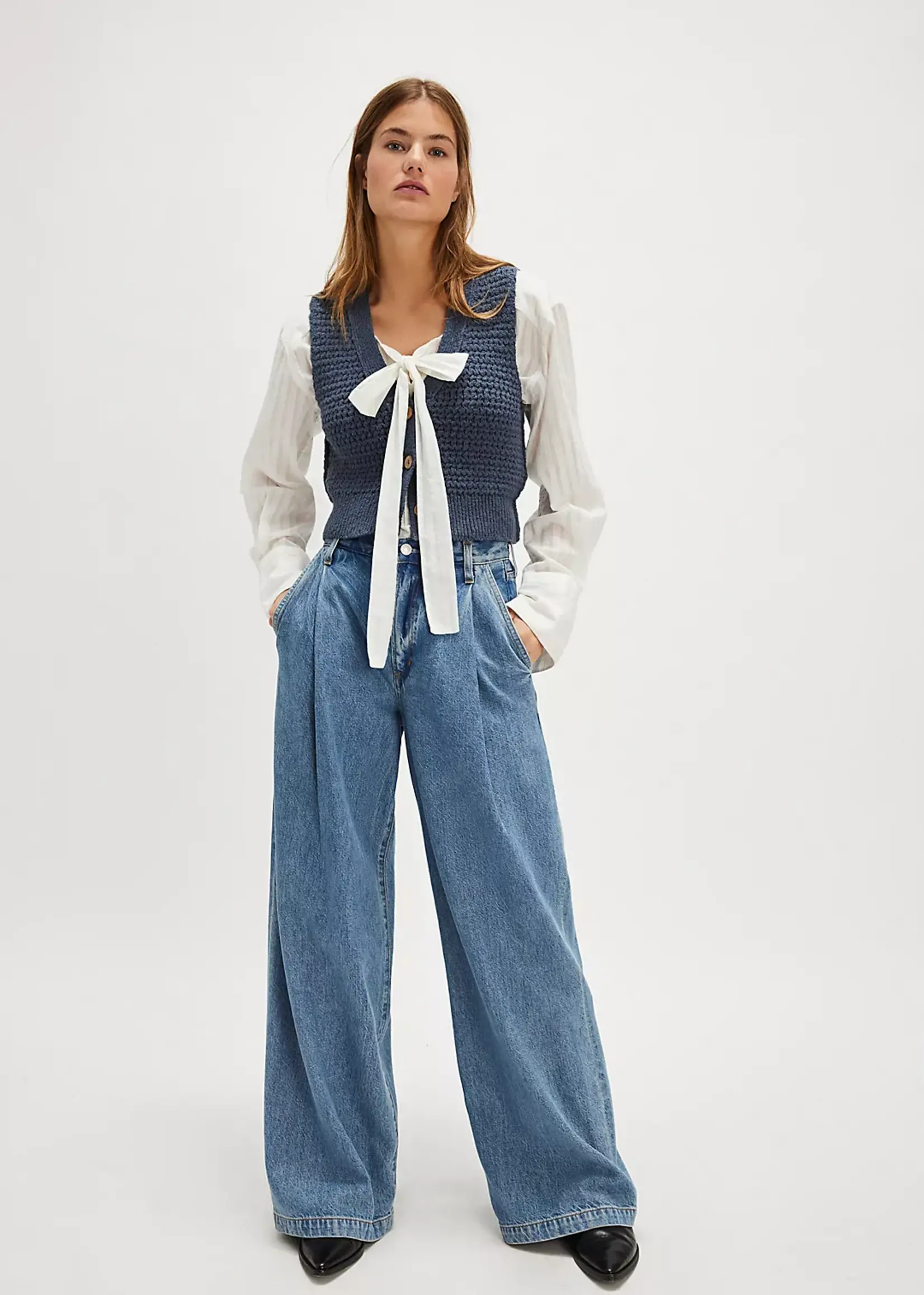 Free People Ava Vest Vintage Indigo