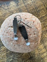 Jackie Haines Jewelry Aquamarine Dangles, Textured Silver