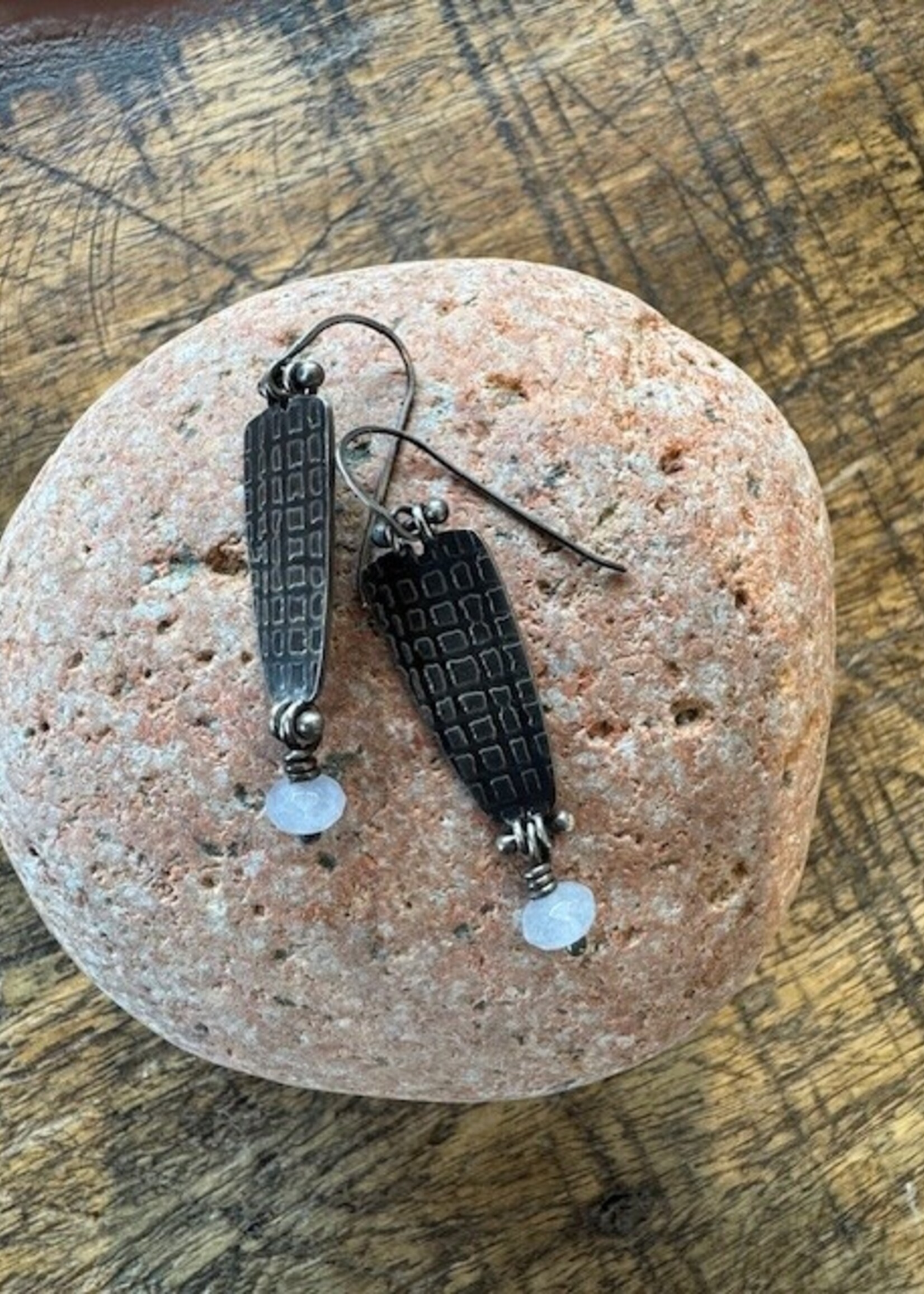 Jackie Haines Jewelry Aquamarine Dangles, Textured Silver