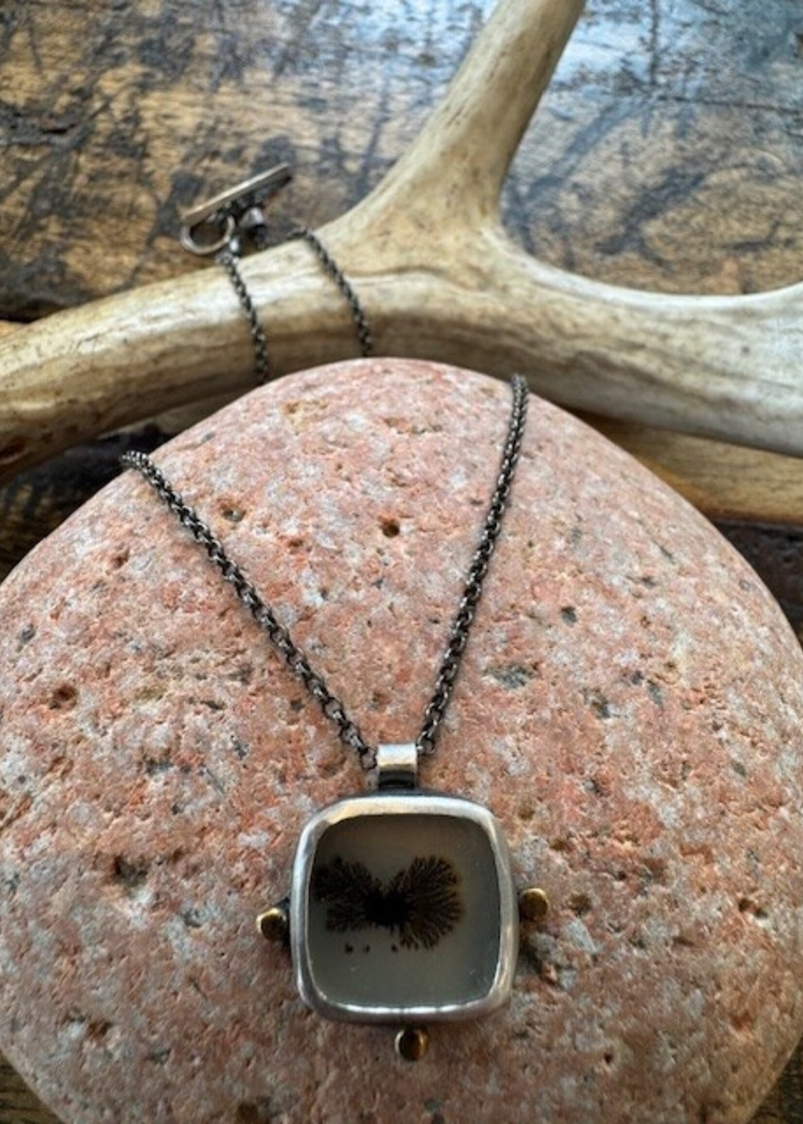 Jackie Haines Jewelry Dendritic Agate Bimetal Necklace