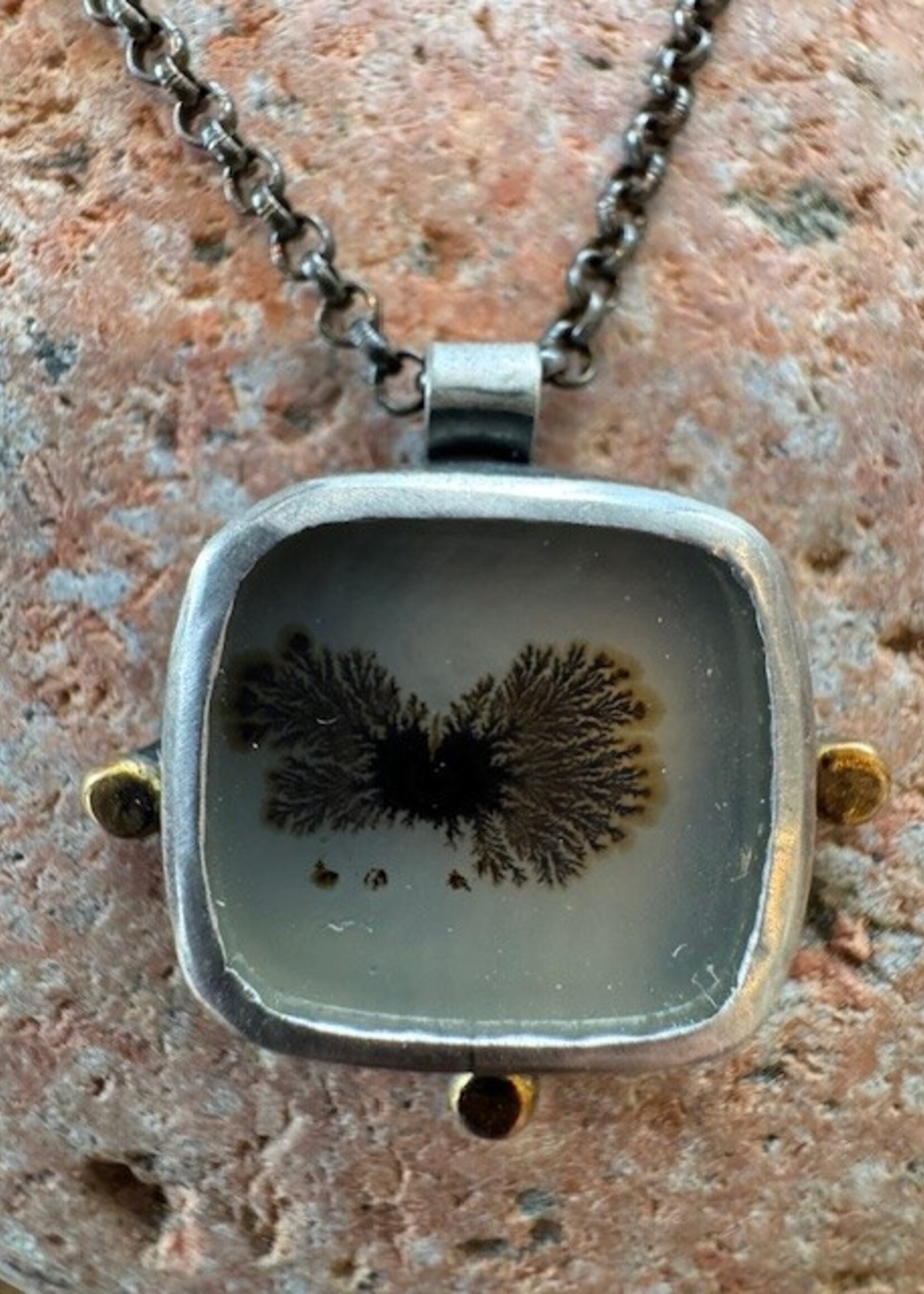 Jackie Haines Jewelry Dendritic Agate Bimetal Necklace