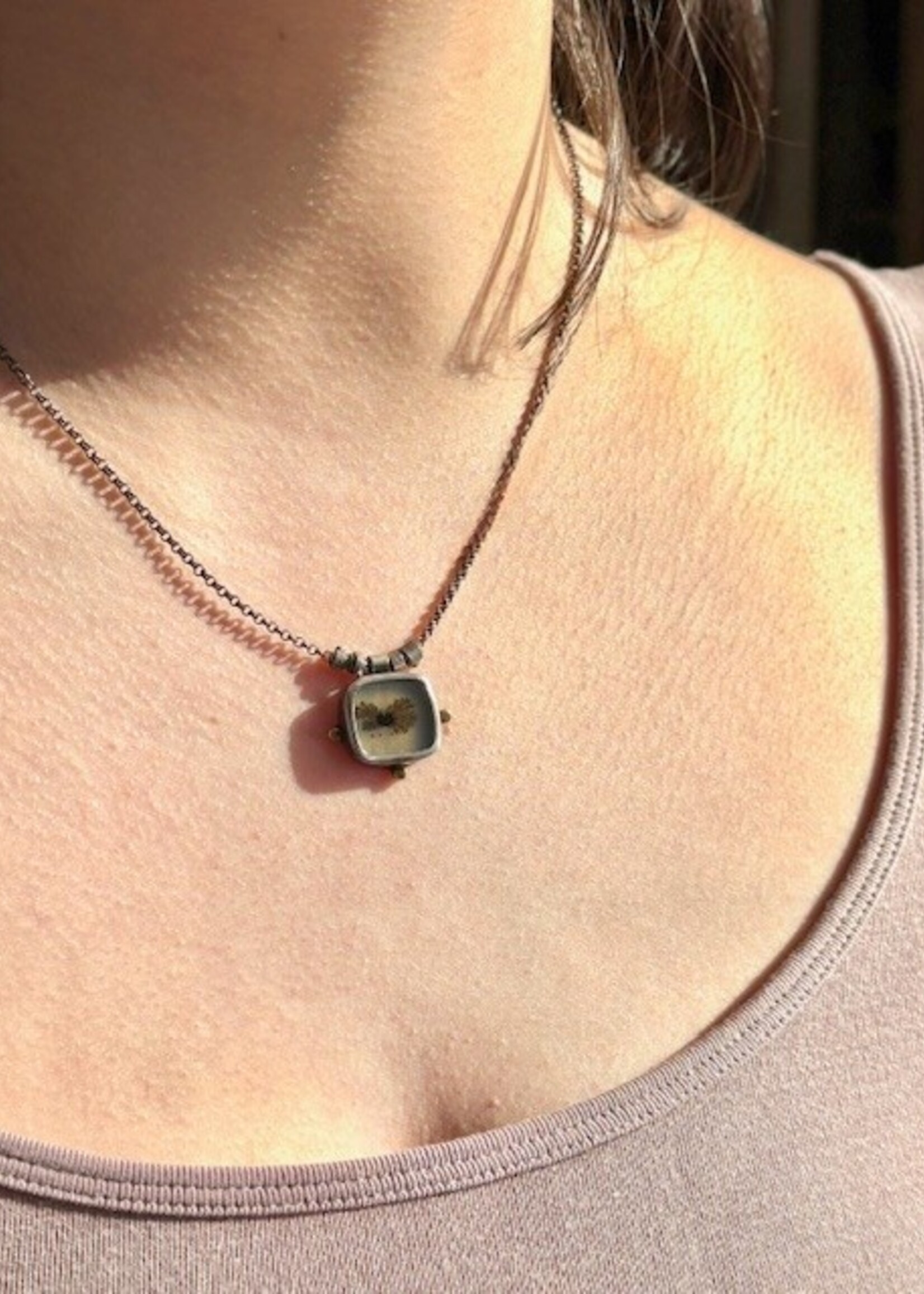 Jackie Haines Jewelry Dendritic Agate Bimetal Necklace