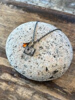 Jackie Haines Jewelry Dendritic Agate, Spessartine Garnet, 22k, 18" chain