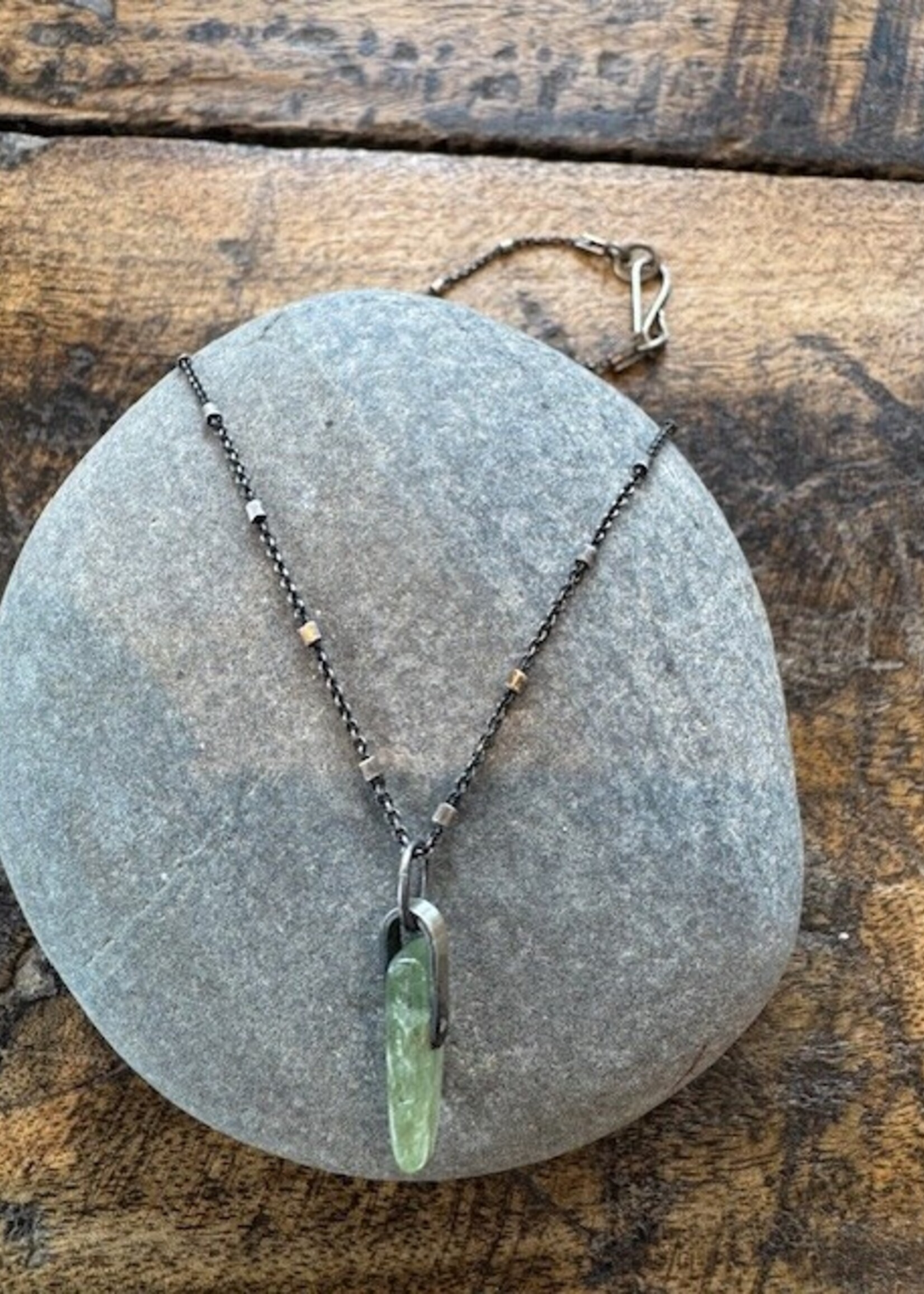 Jackie Haines Jewelry Green Kyanite Bar, 16" Chain