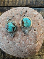 Jackie Haines Jewelry Number 8 Mine turquoise, white sapphire earrings