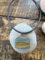 Jackie Haines Jewelry Succor creek landscape jasper necklace, rubber cord