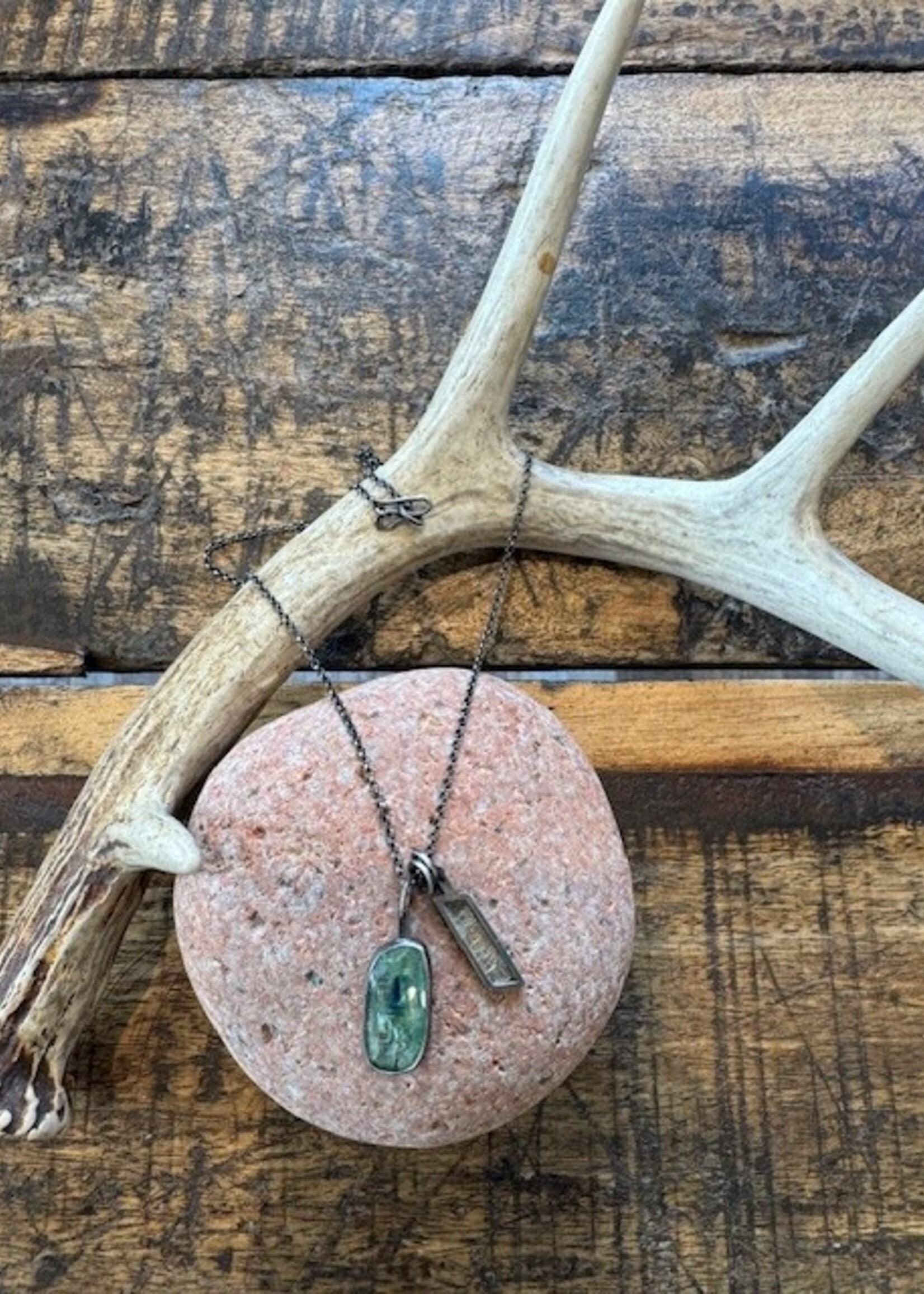 Jackie Haines Jewelry Teal Kyanite, with Keum Boo Dangle