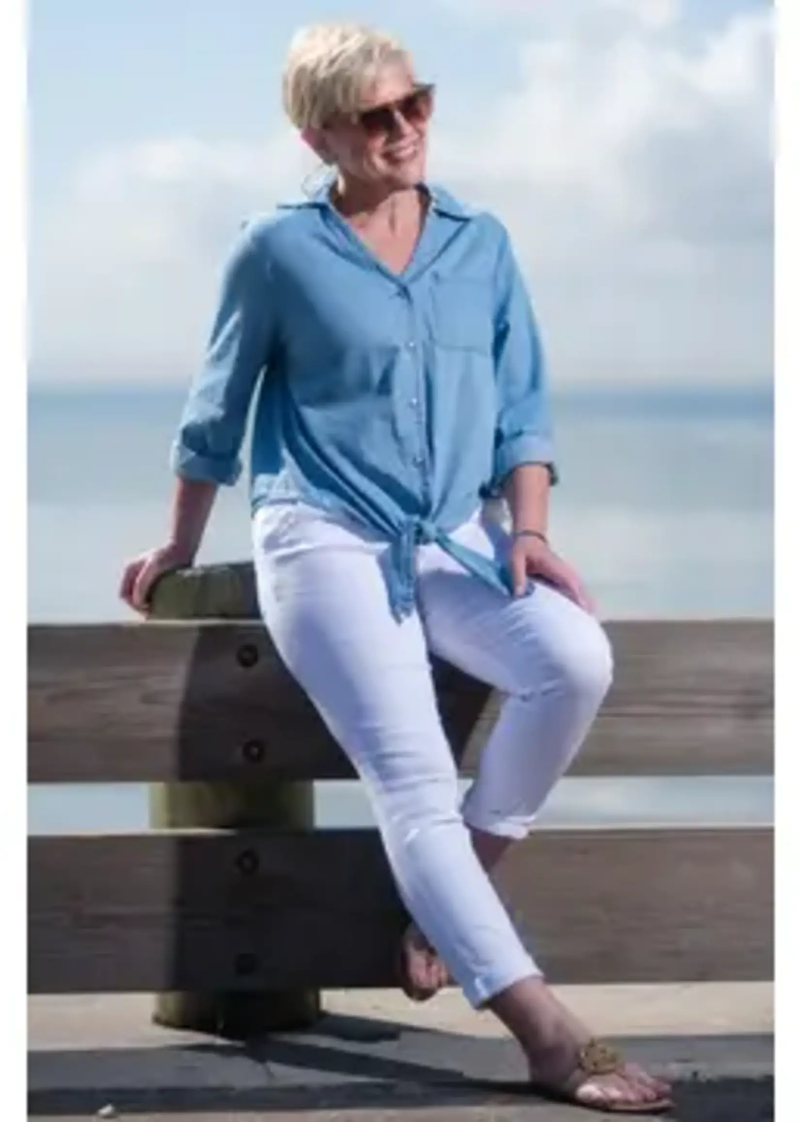 TINA Stephens Alejandra Tie Front Linen Top
