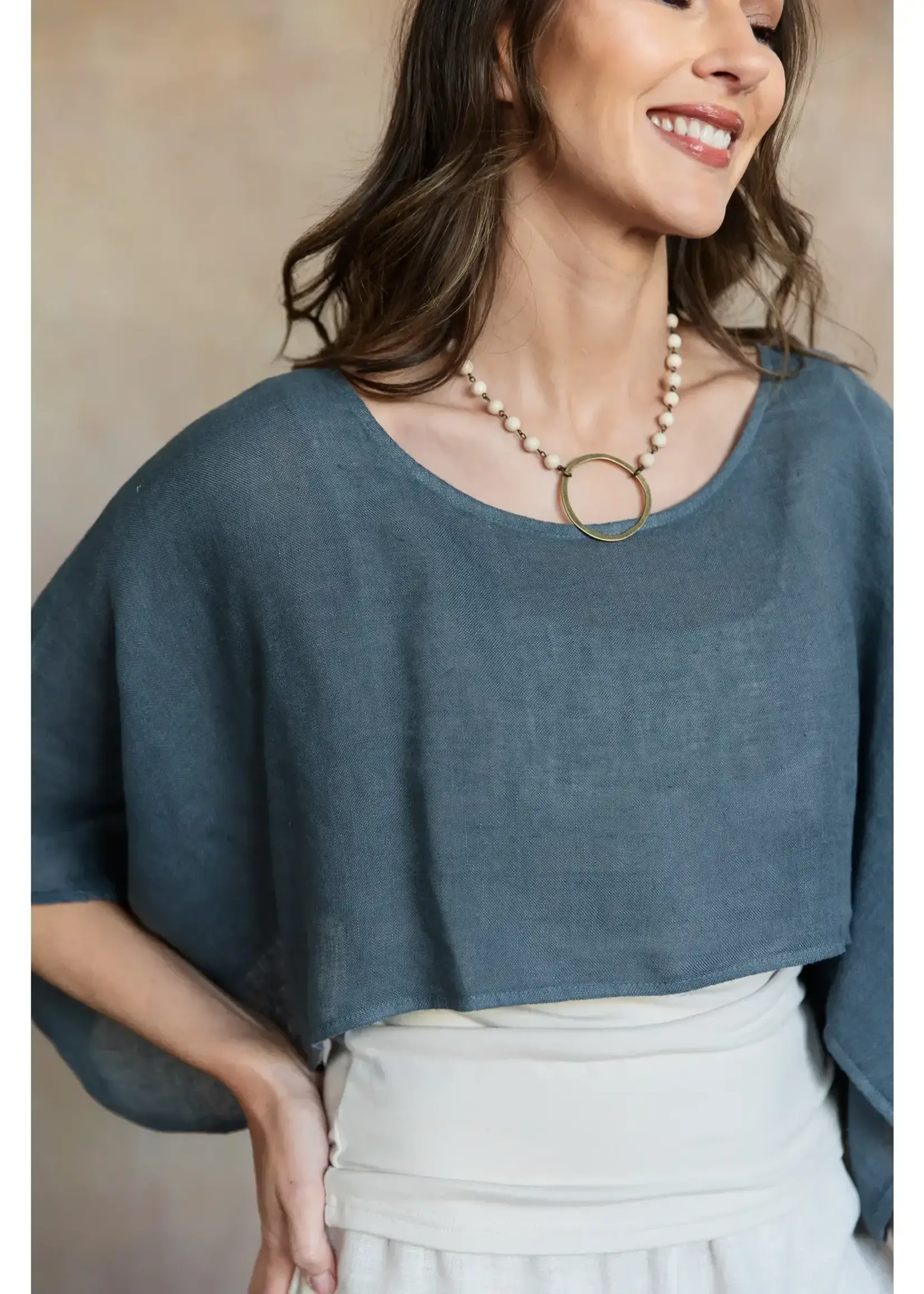 CobbleStone Living Lana Linen Topper