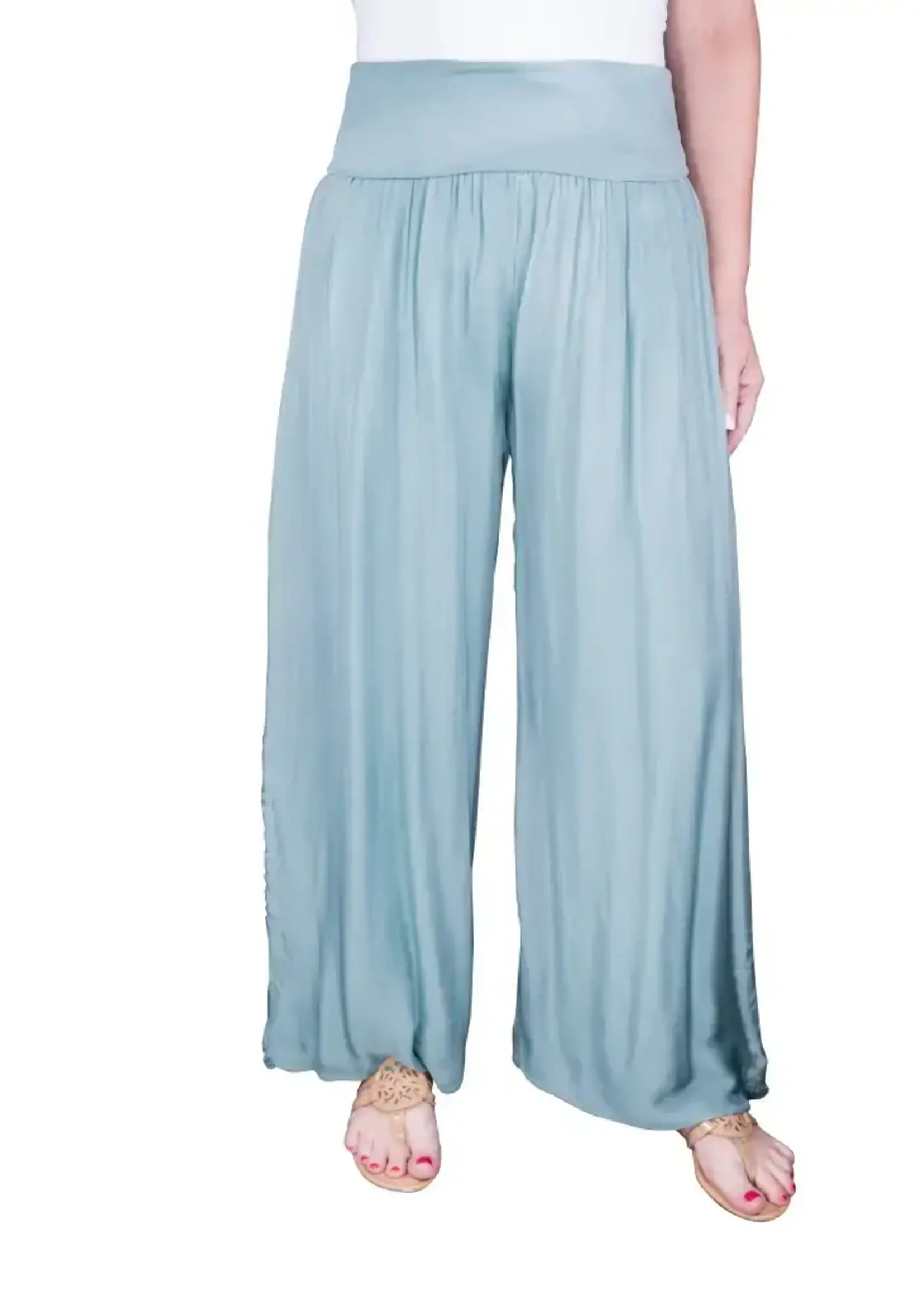 TINA Stephens Mercedes Foldover Silk Pant