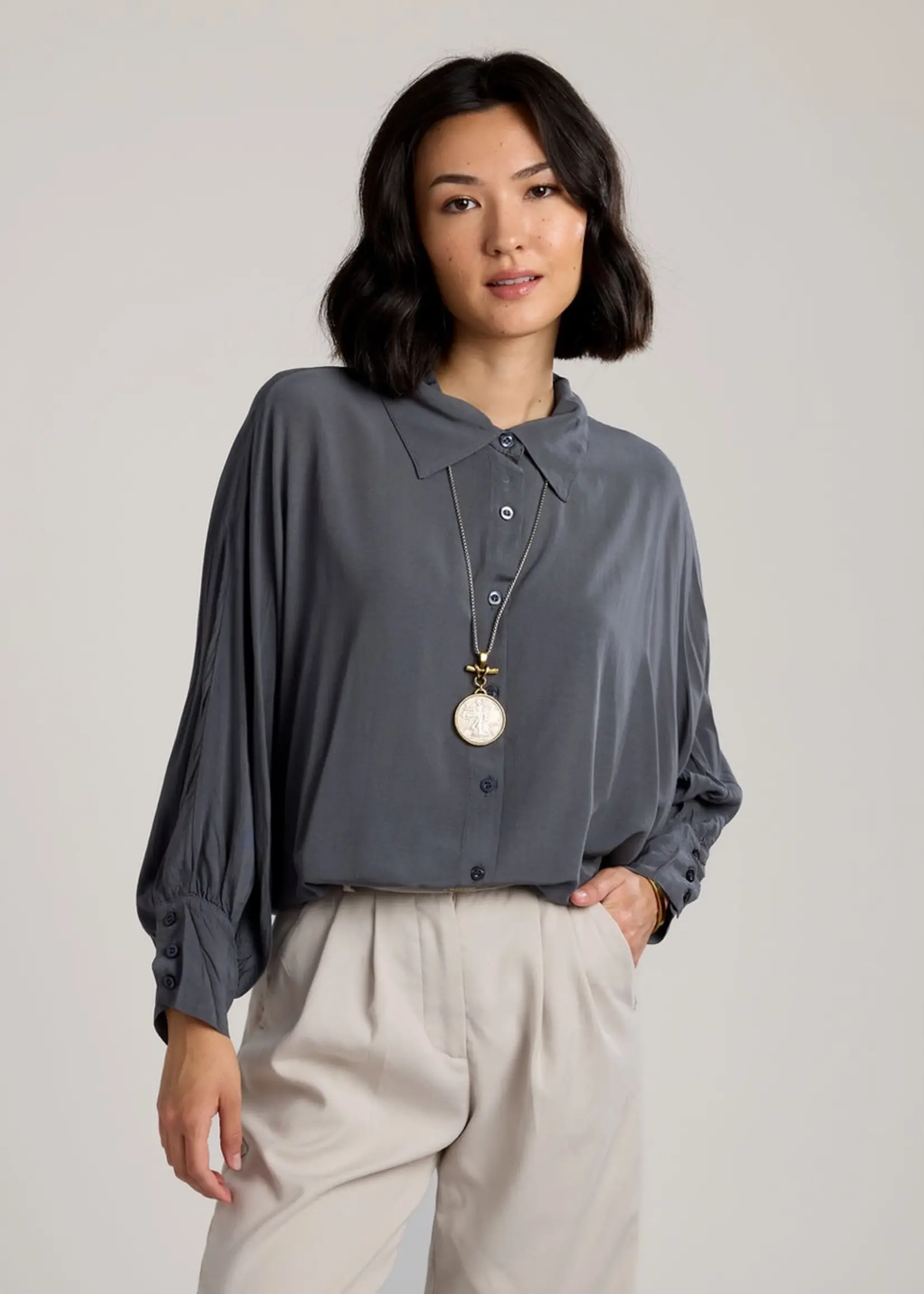 CobbleStone Living Remi Collared Button-Up Shirt
