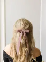 Grace and Grandeur Alice Long Bow Barette Dusty Mauve