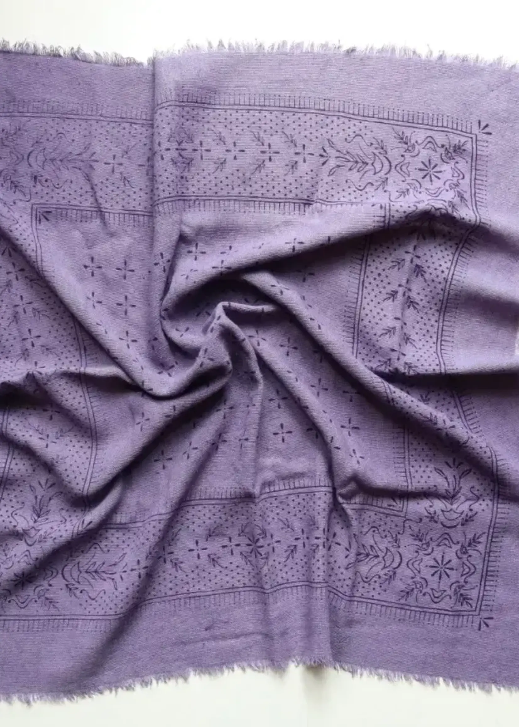 Eco Raw Studio Limited Edition Classic Print Naturally Dyed Bandana Lavender with Purple Ink