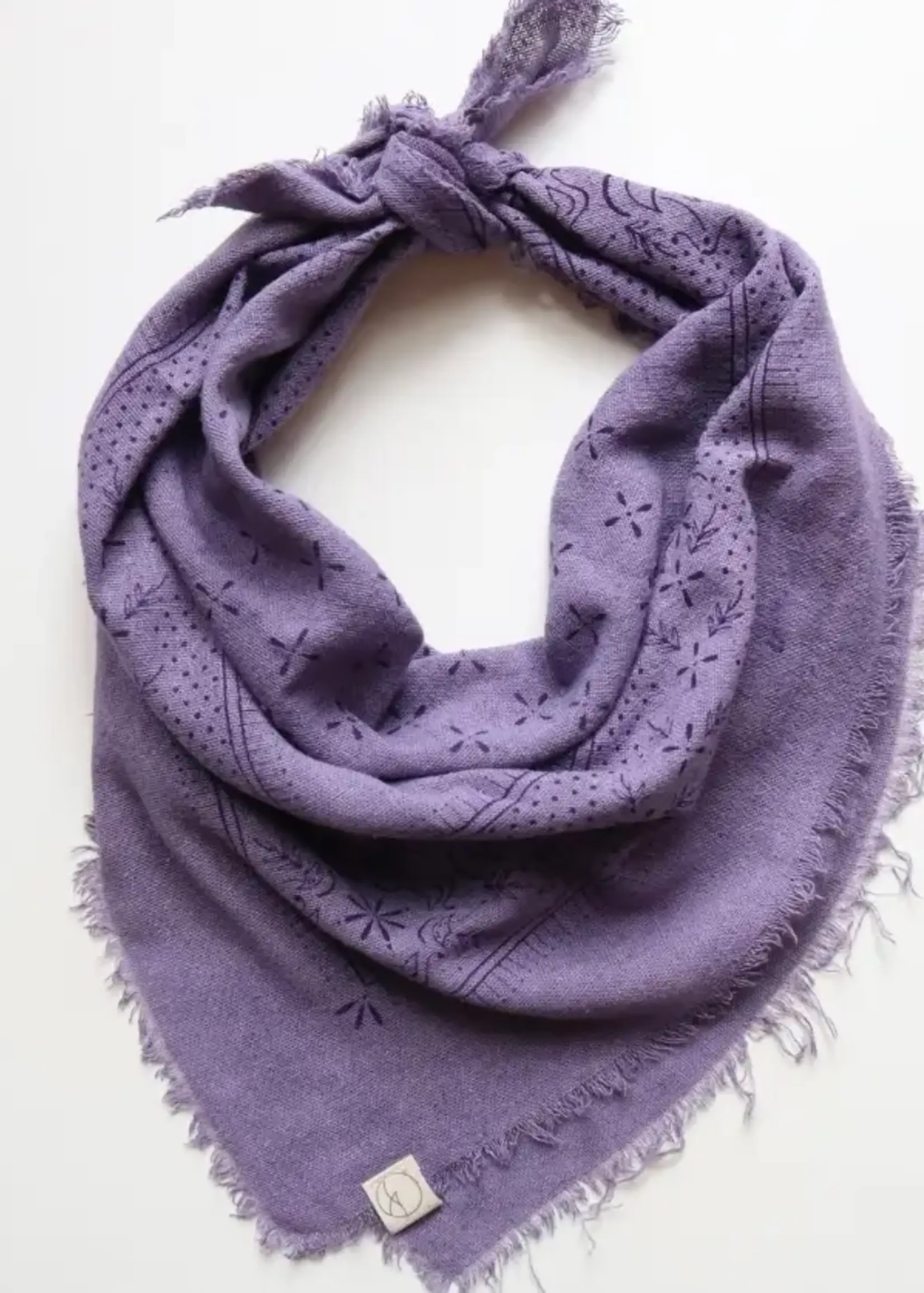Eco Raw Studio Limited Edition Classic Print Naturally Dyed Bandana Lavender with Purple Ink