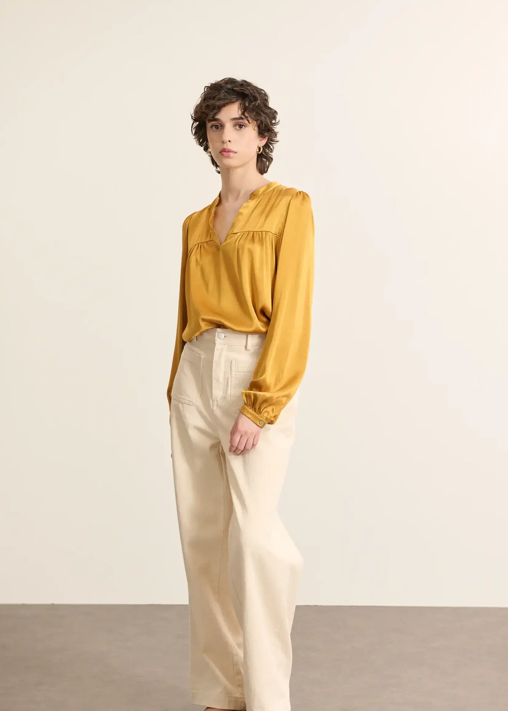 Garance Paris Tempo Satin Blouse Mustard