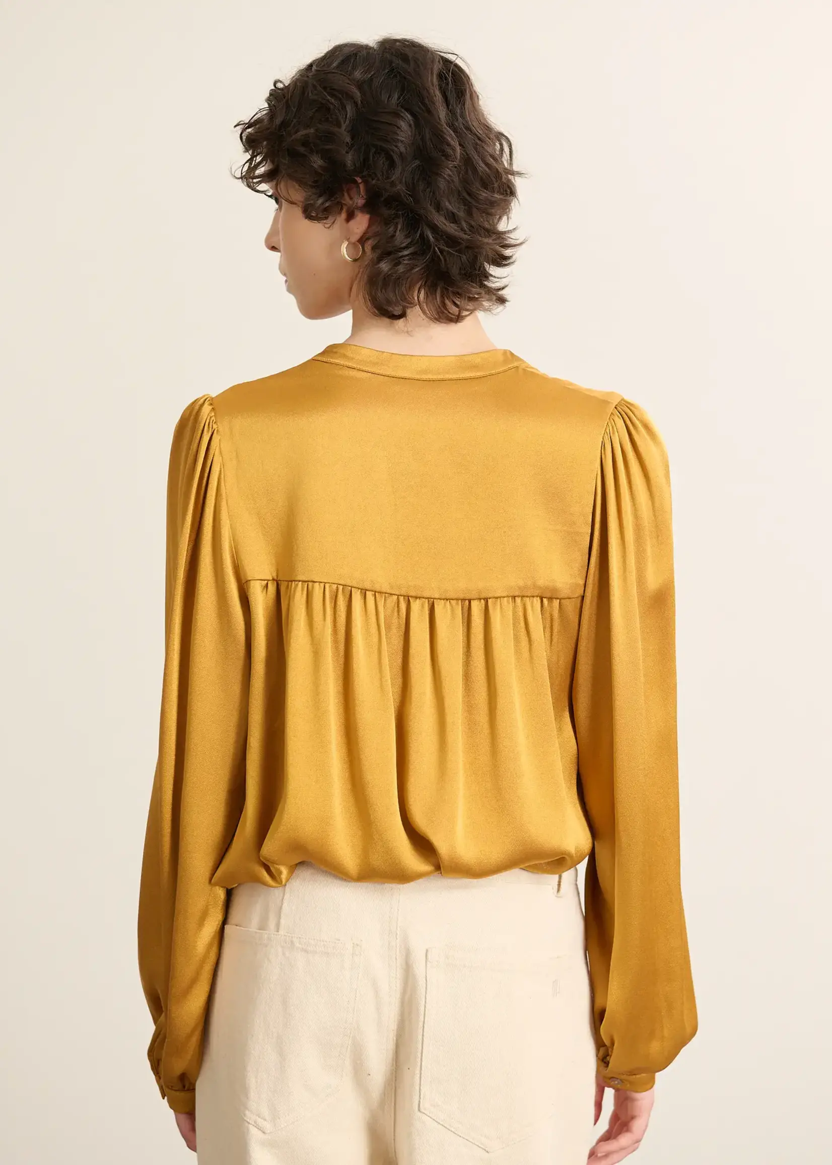 Garance Paris Tempo Satin Blouse Mustard