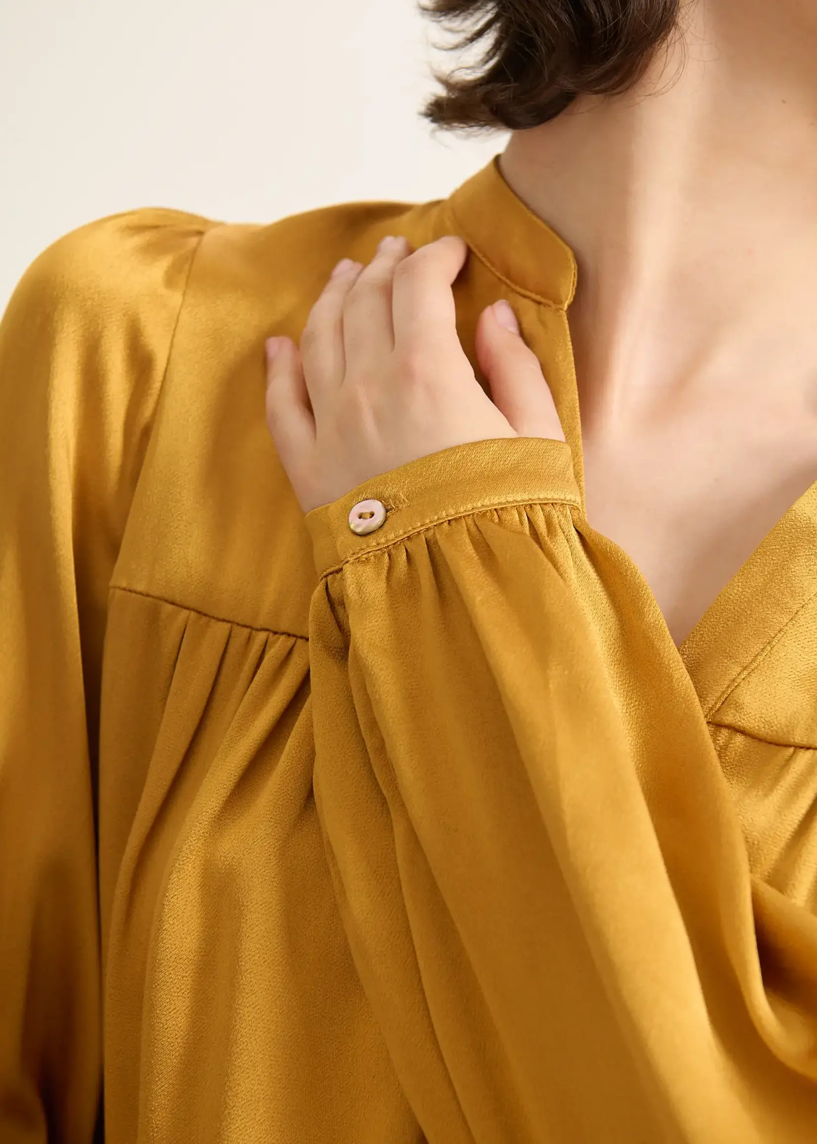 Garance Paris Tempo Satin Blouse Mustard