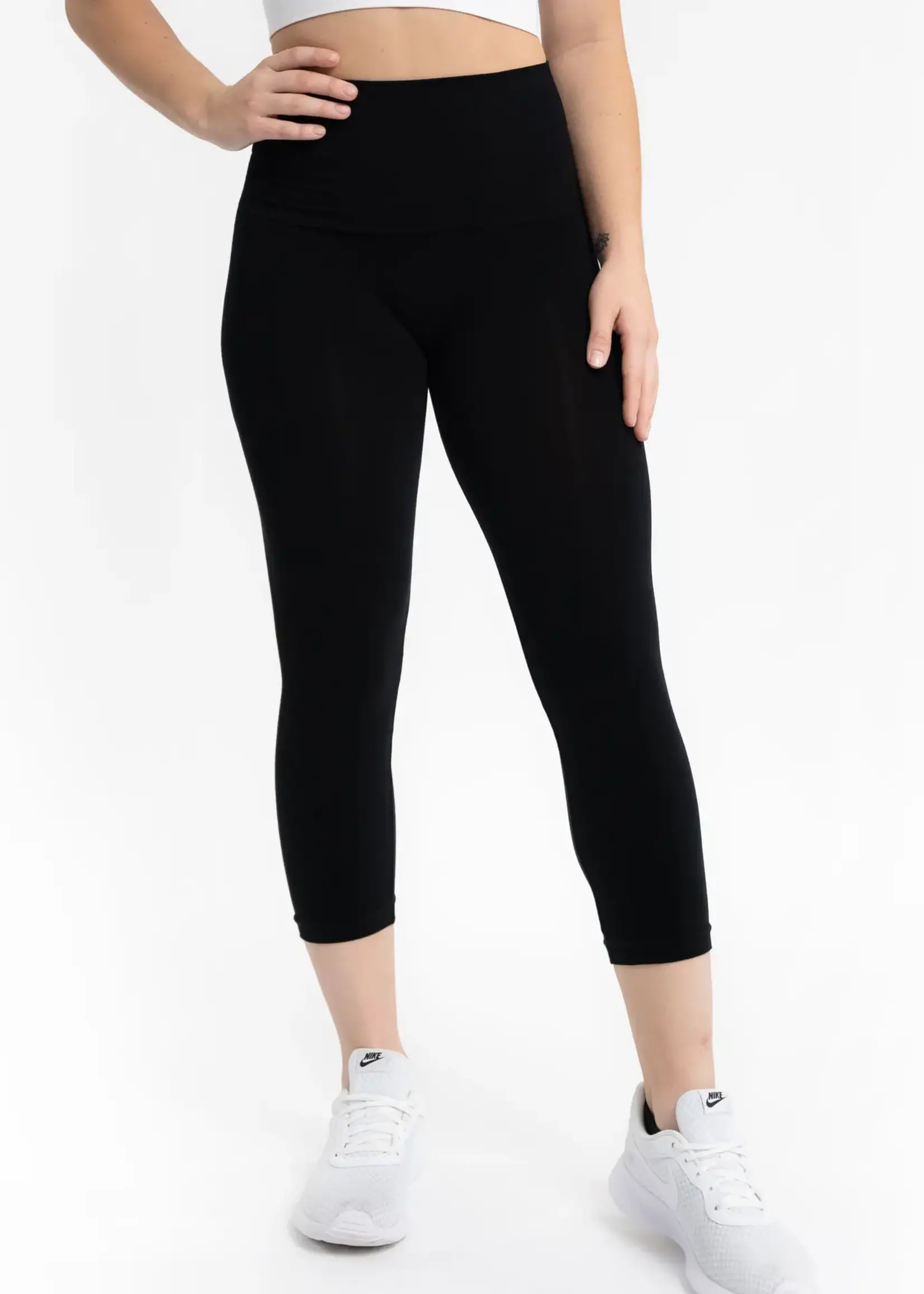 Elietian High Waist Crop Leggings Black
