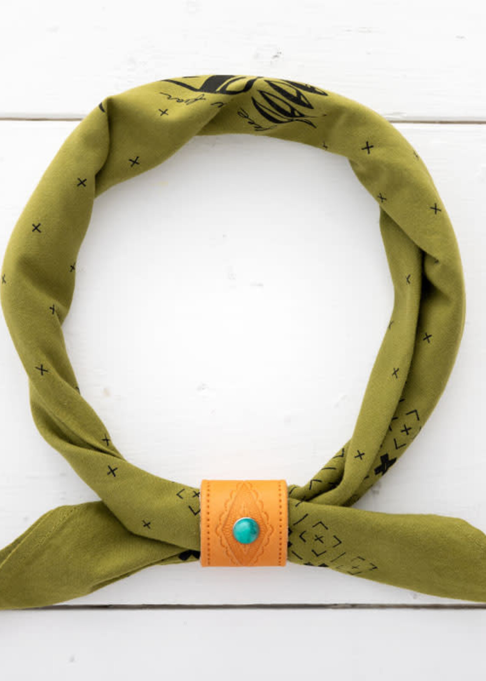 Jenni Earle Leather Studded Bandana Slide Diamond Pattern