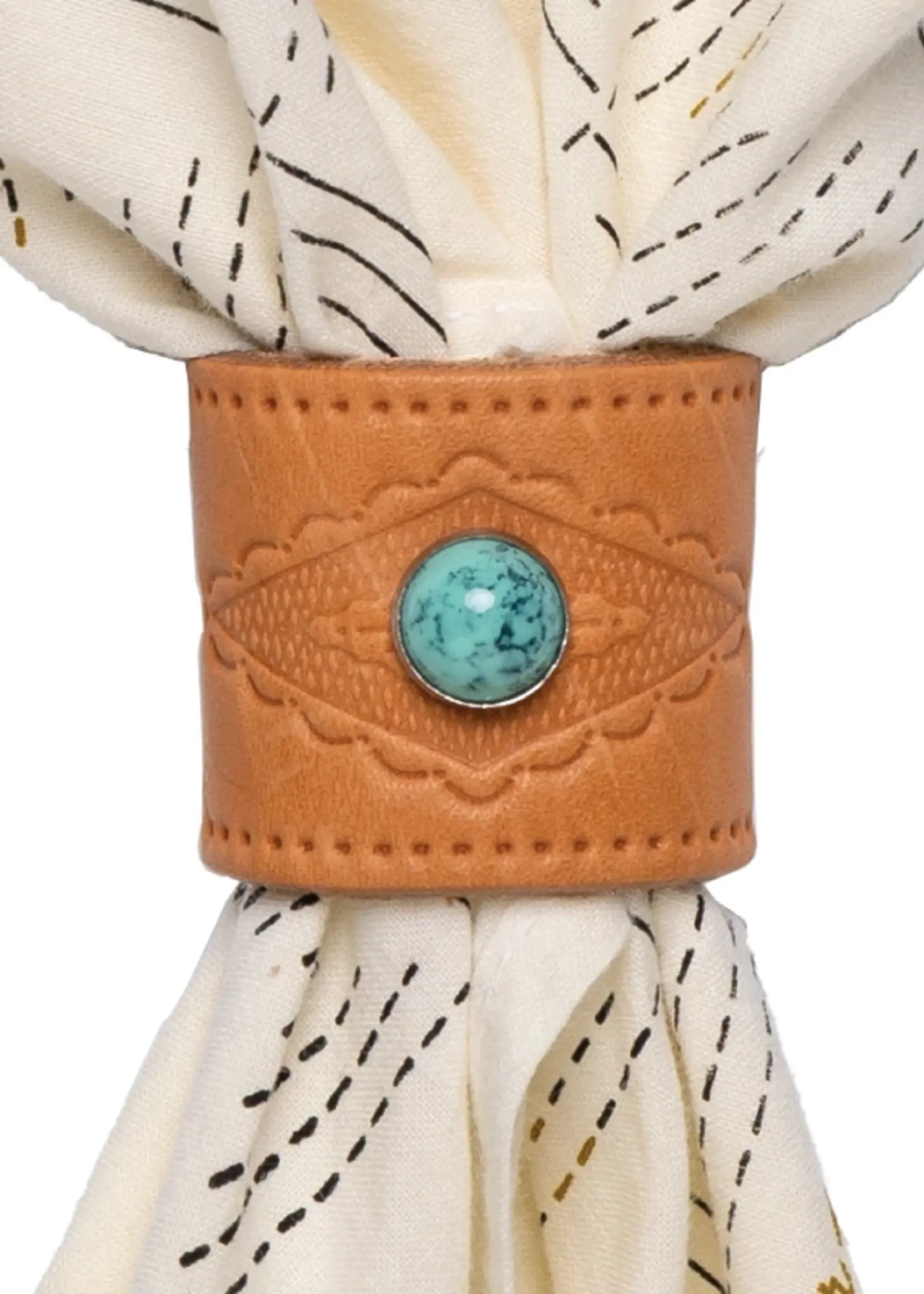 Jenni Earle Leather Studded Bandana Slide Diamond Pattern