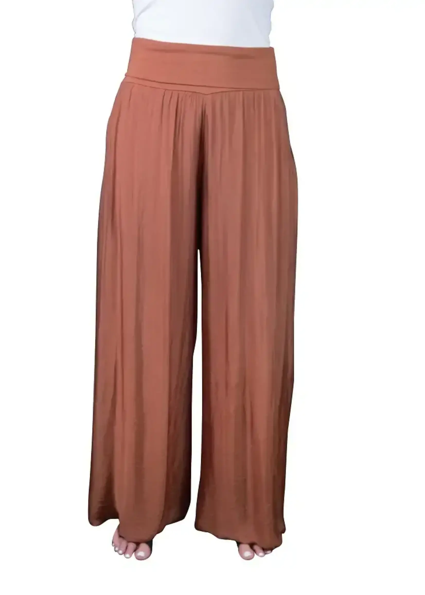 TINA Stephens Mercedes Foldover Silk Pant