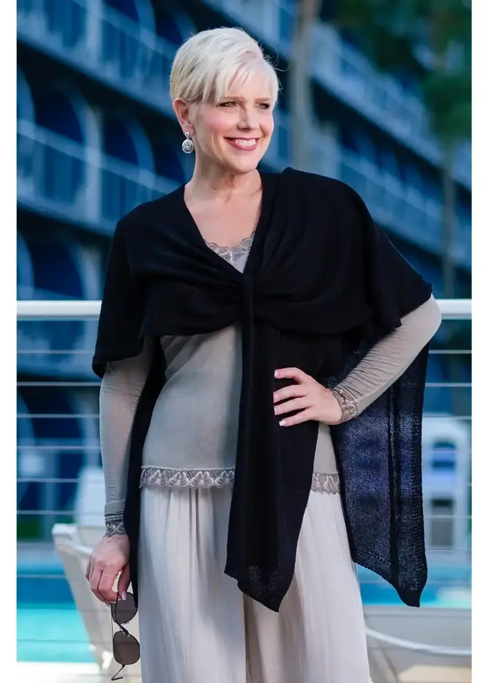 TINA Stephens Aliya Multi Way Cotton Blend Wrap