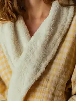 Olive & Loom Checked Cotton Robe with Fleece Lining Mustard