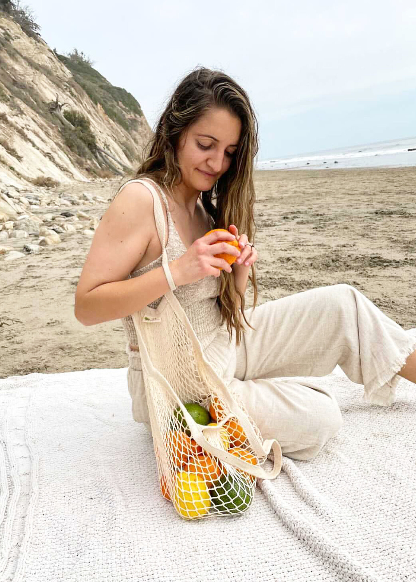 Me Mother Earth One Tripper Huge Mesh Market Bag Natural