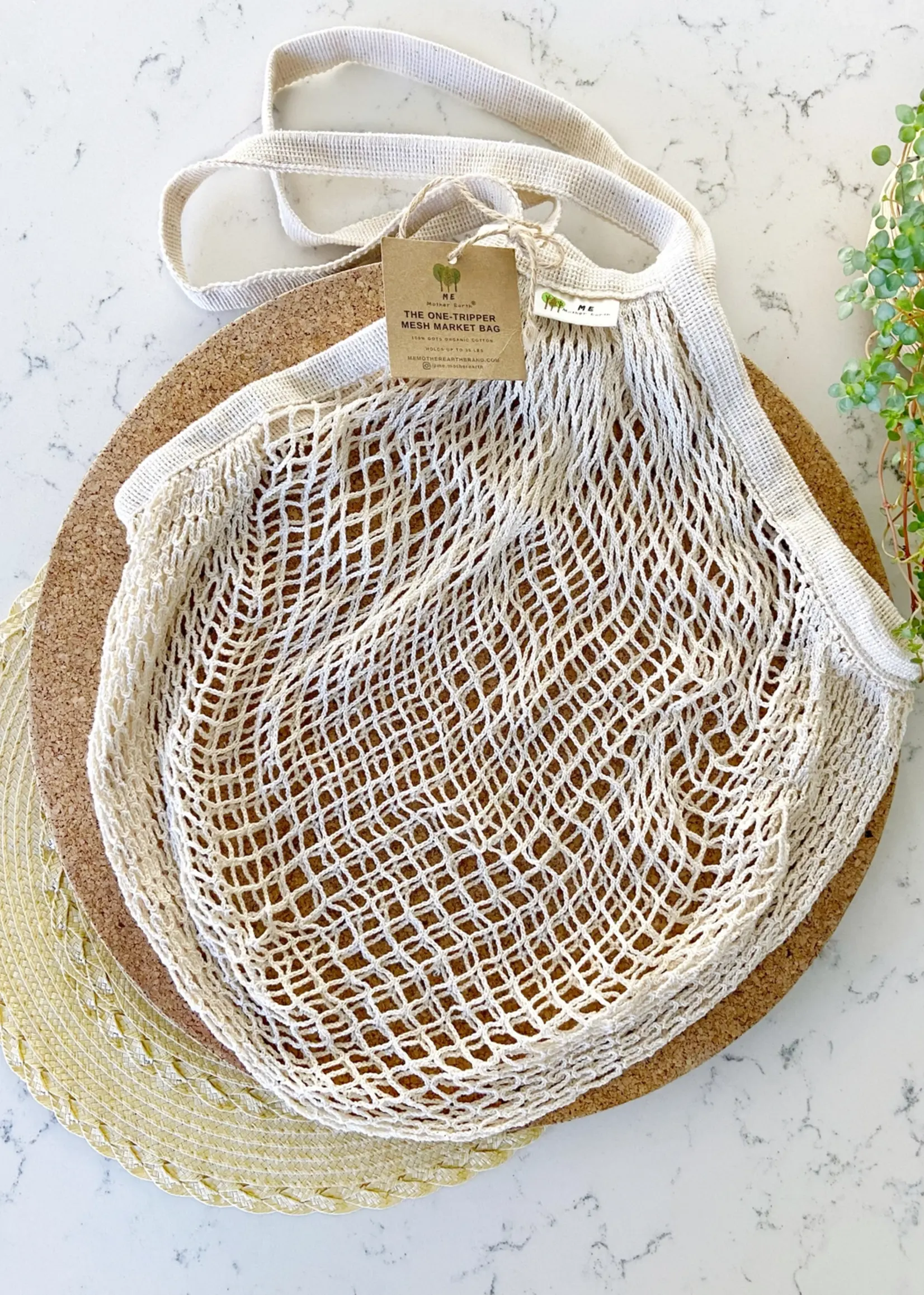 Me Mother Earth One Tripper Huge Mesh Market Bag Natural