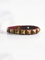 Giving Bracelets Rockstar Studded Leather Bracelet Burgundy Antique Brass
