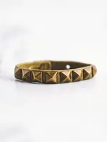 Giving Bracelets Rockstar Studded Leather Bracelet Olive Antique Brass