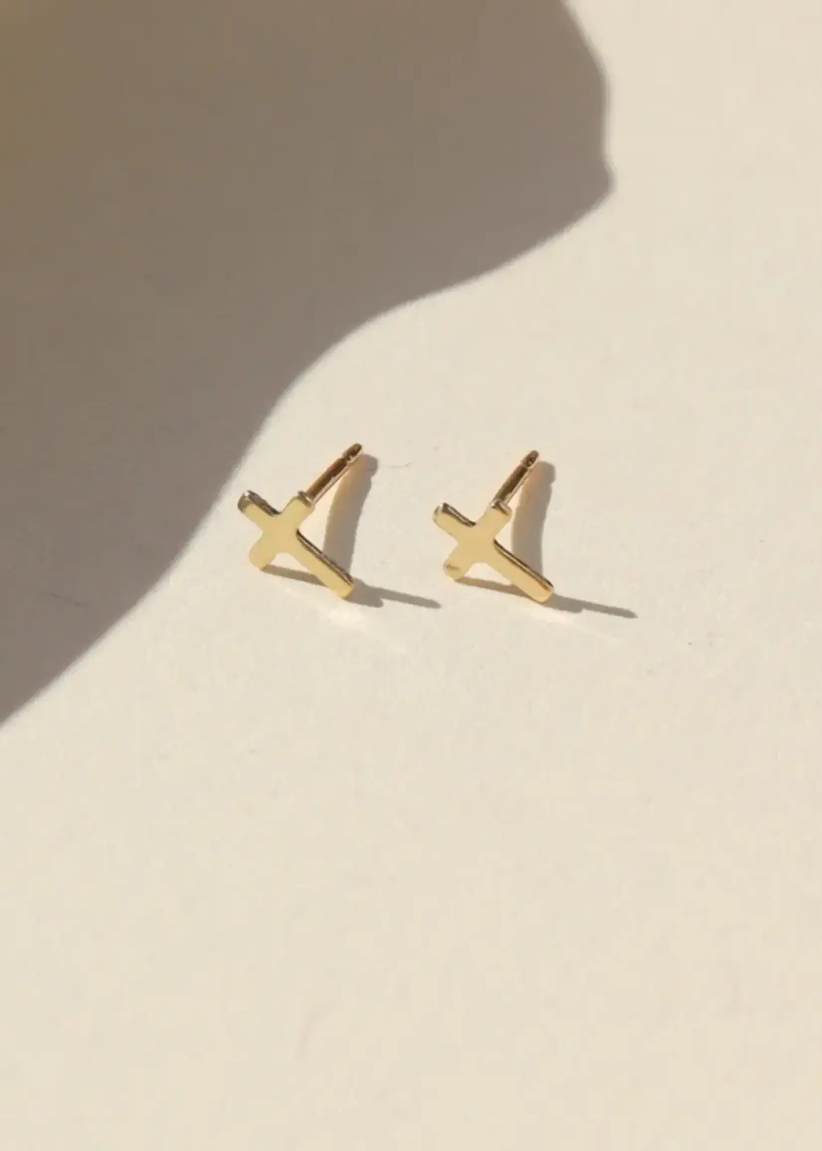 Token Jewelry Cross Studs Gold Filled