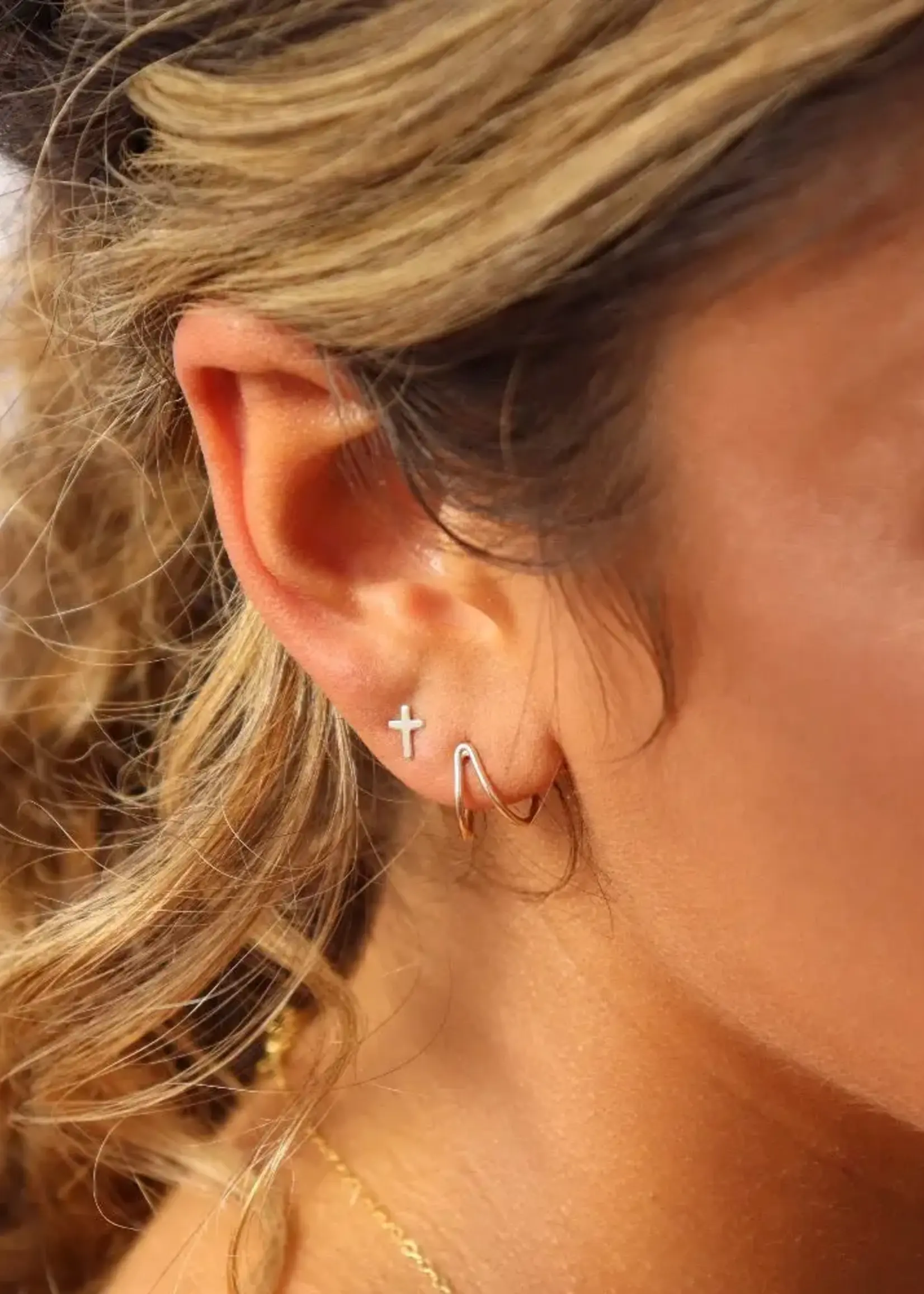 Token Jewelry Cross Studs Gold Filled