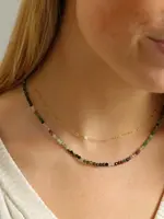 Token Jewelry Tourmaline Beaded Necklace Gold Filled 16"