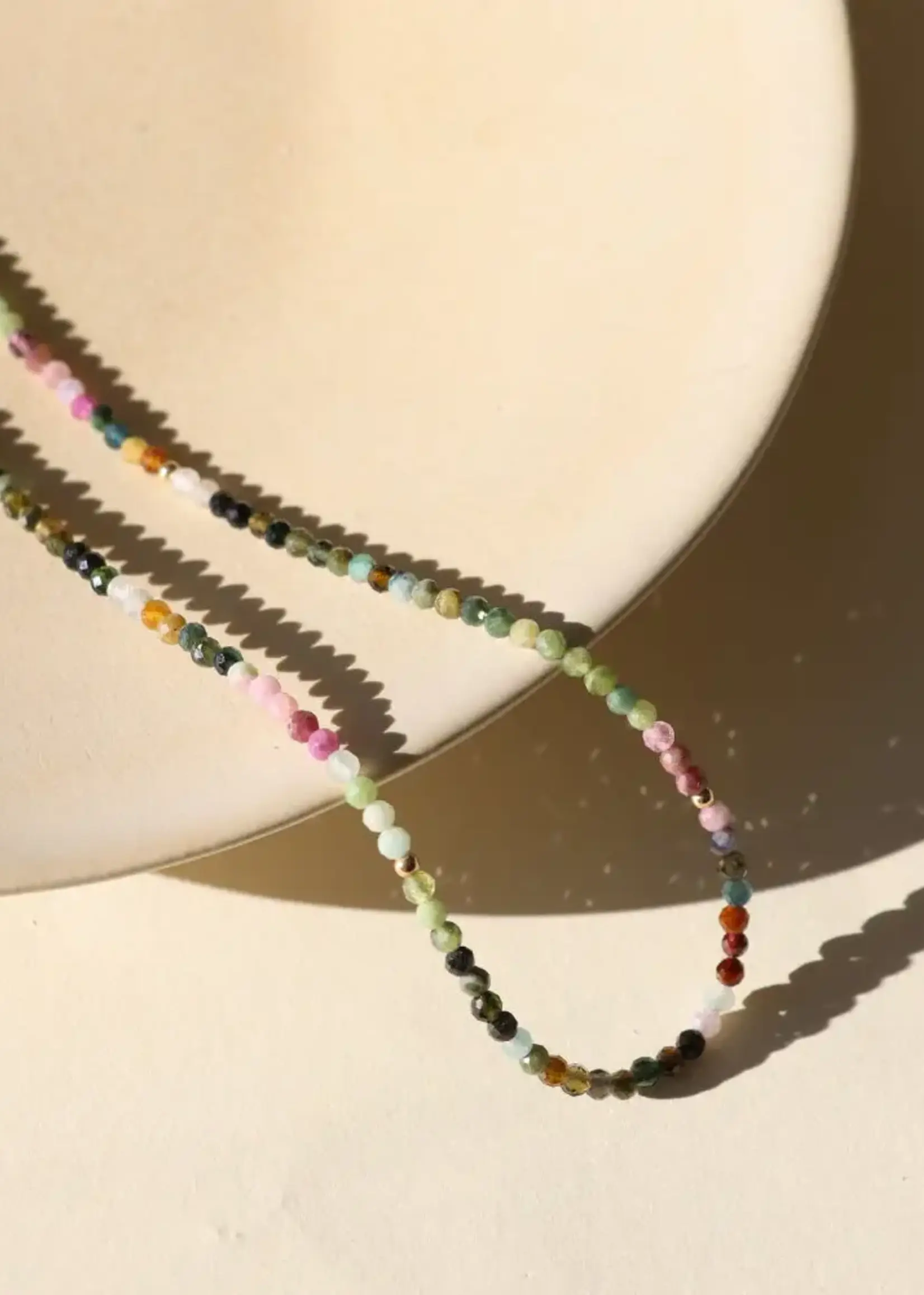 Token Jewelry Tourmaline Beaded Necklace Gold Filled 16"