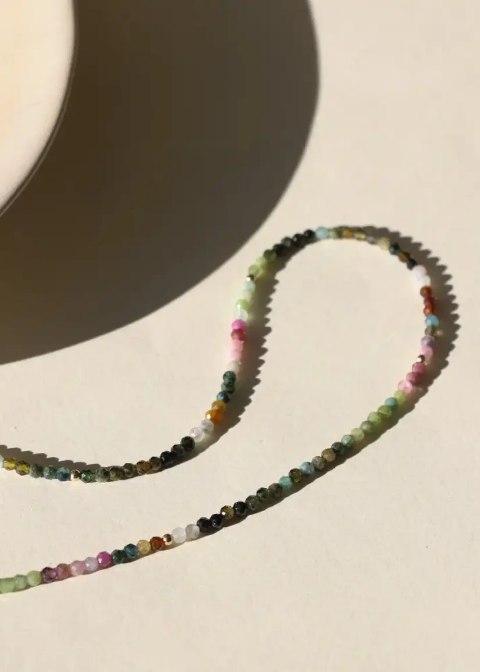 Token Jewelry Tourmaline Beaded Necklace Gold Filled 16"