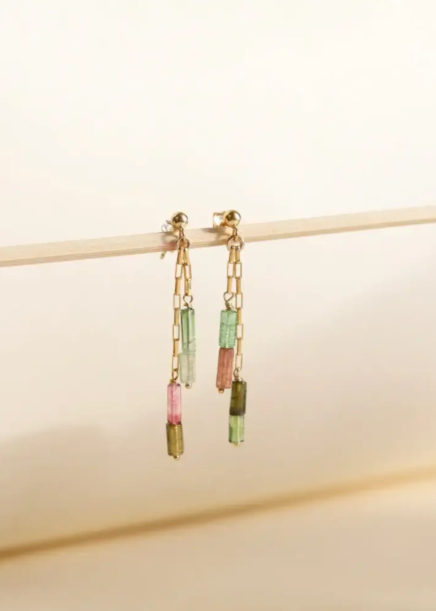 Token Jewelry Tourmaline Prism Drops Gold Filled