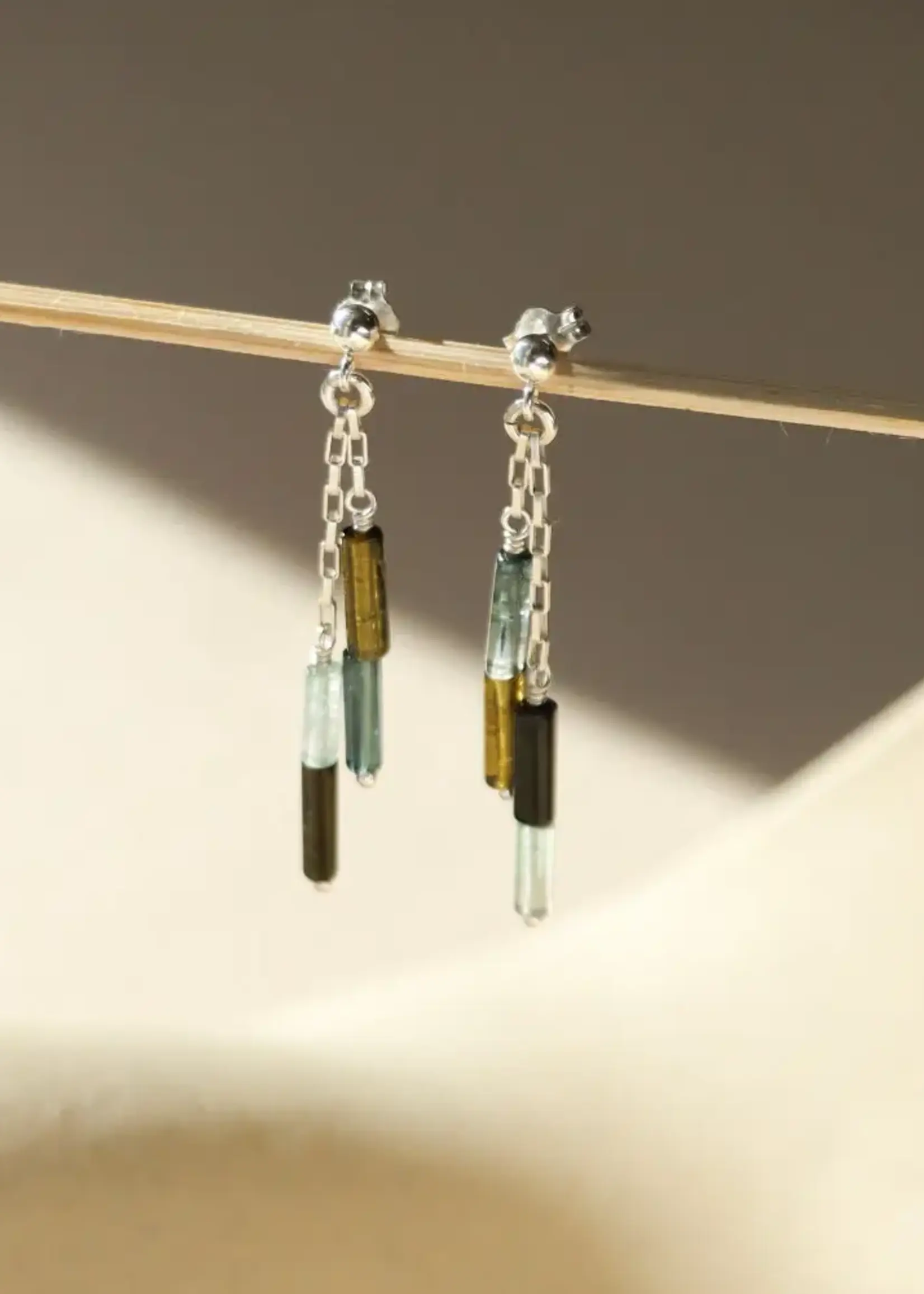 Token Jewelry Tourmaline Prism Drops Gold Filled
