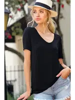 La Miel Super Soft Front Pocket Short Sleeve Basic Top