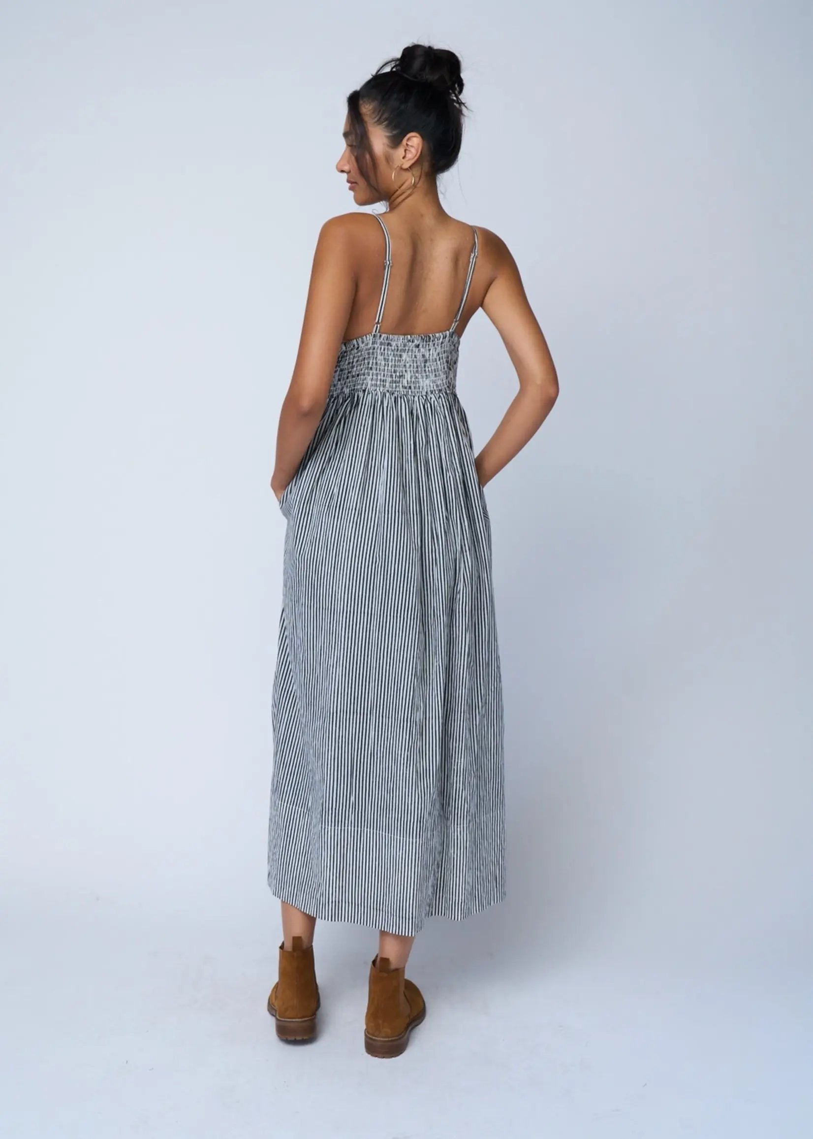 and for Good Hamptons Dress Black Stripe